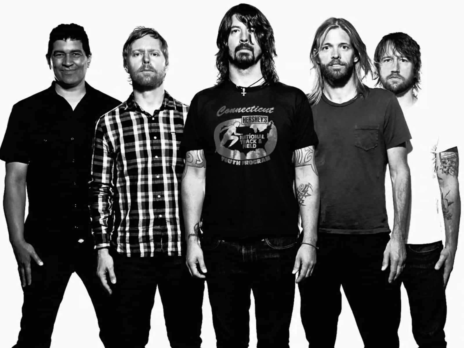 Foo Fighters, black and white, group portrait, HD Desktop Wallpaper