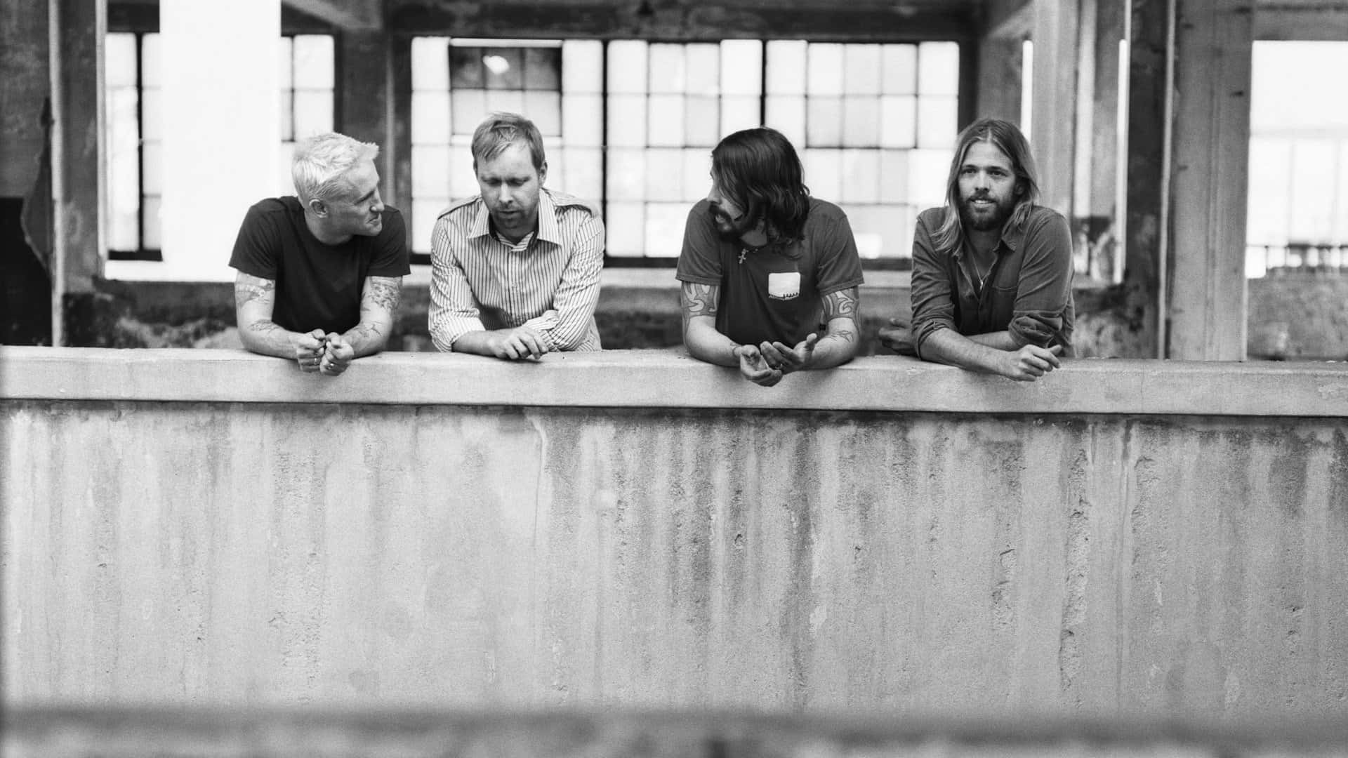 Foo Fighters, concrete ledge, weathered industrial building, Full HD Desktop Wallpaper