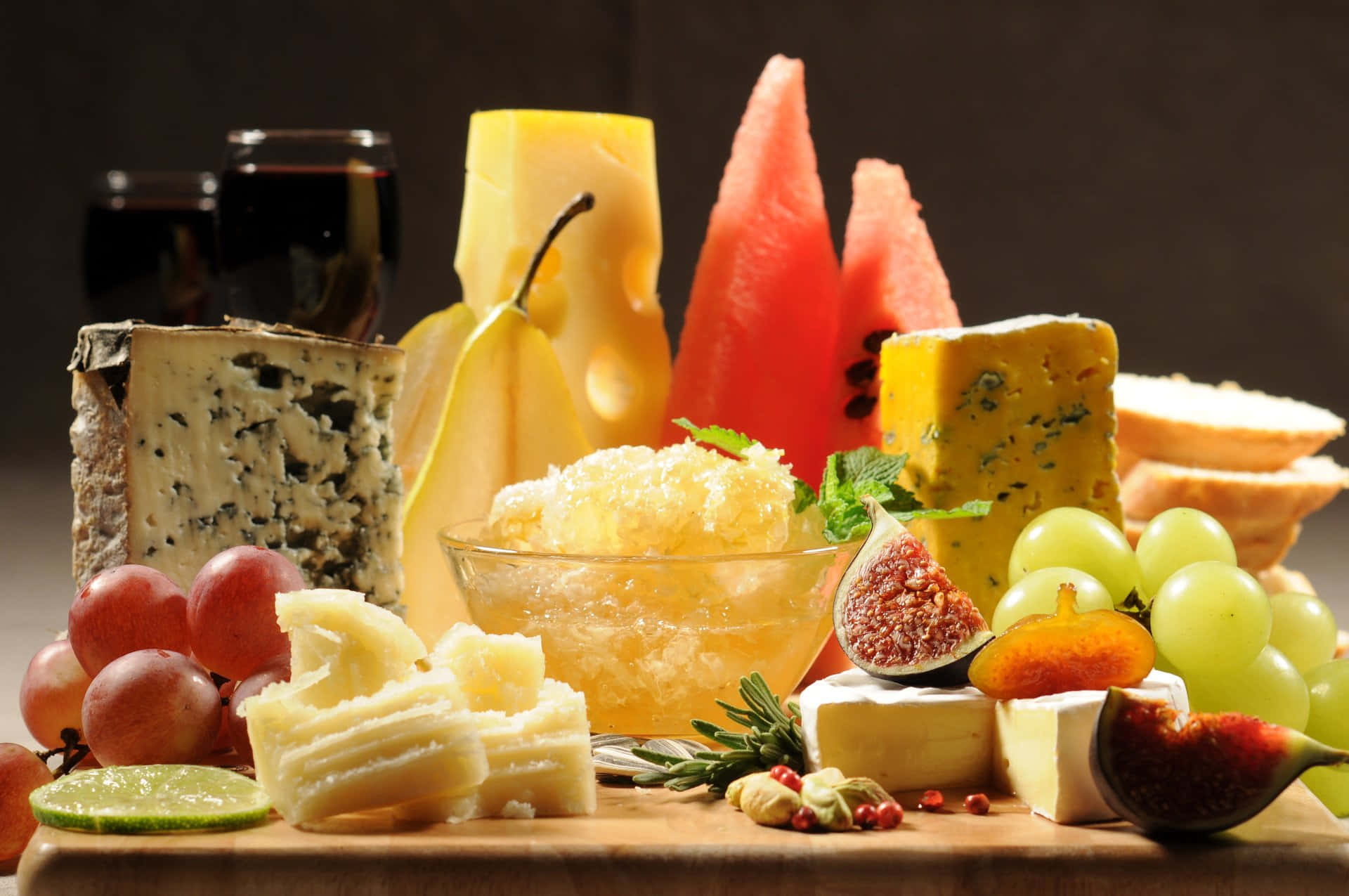 charcuterie board, assorted cheeses, fruits, Full HD Desktop Wallpaper