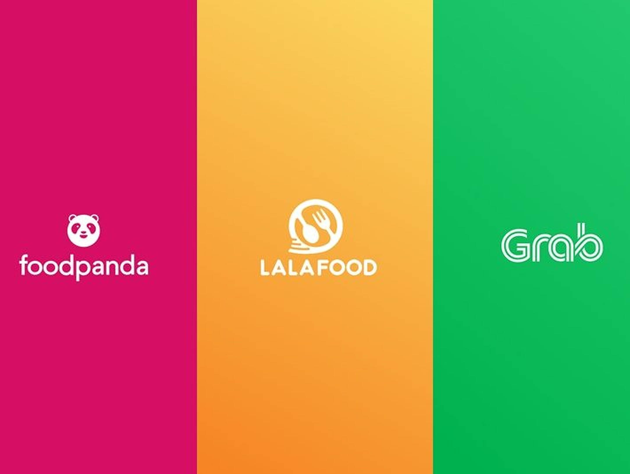 food delivery app logos, vibrant pink, orange, Full HD Desktop Wallpaper
