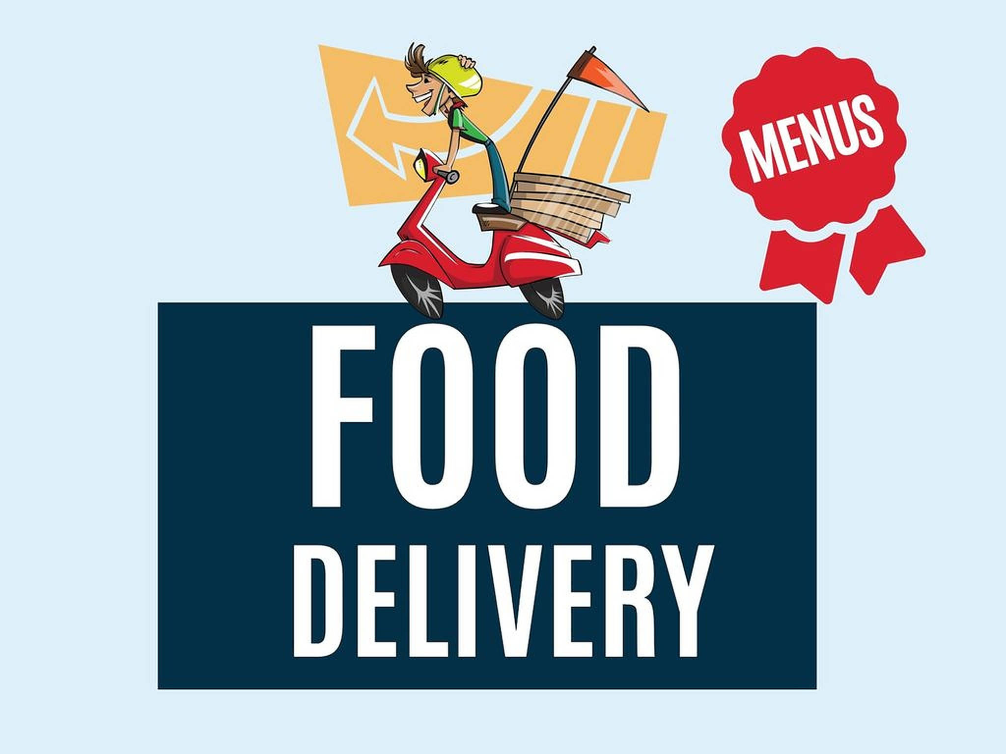 food delivery courier service, red scooter, basket full of food, Full HD Desktop Wallpaper