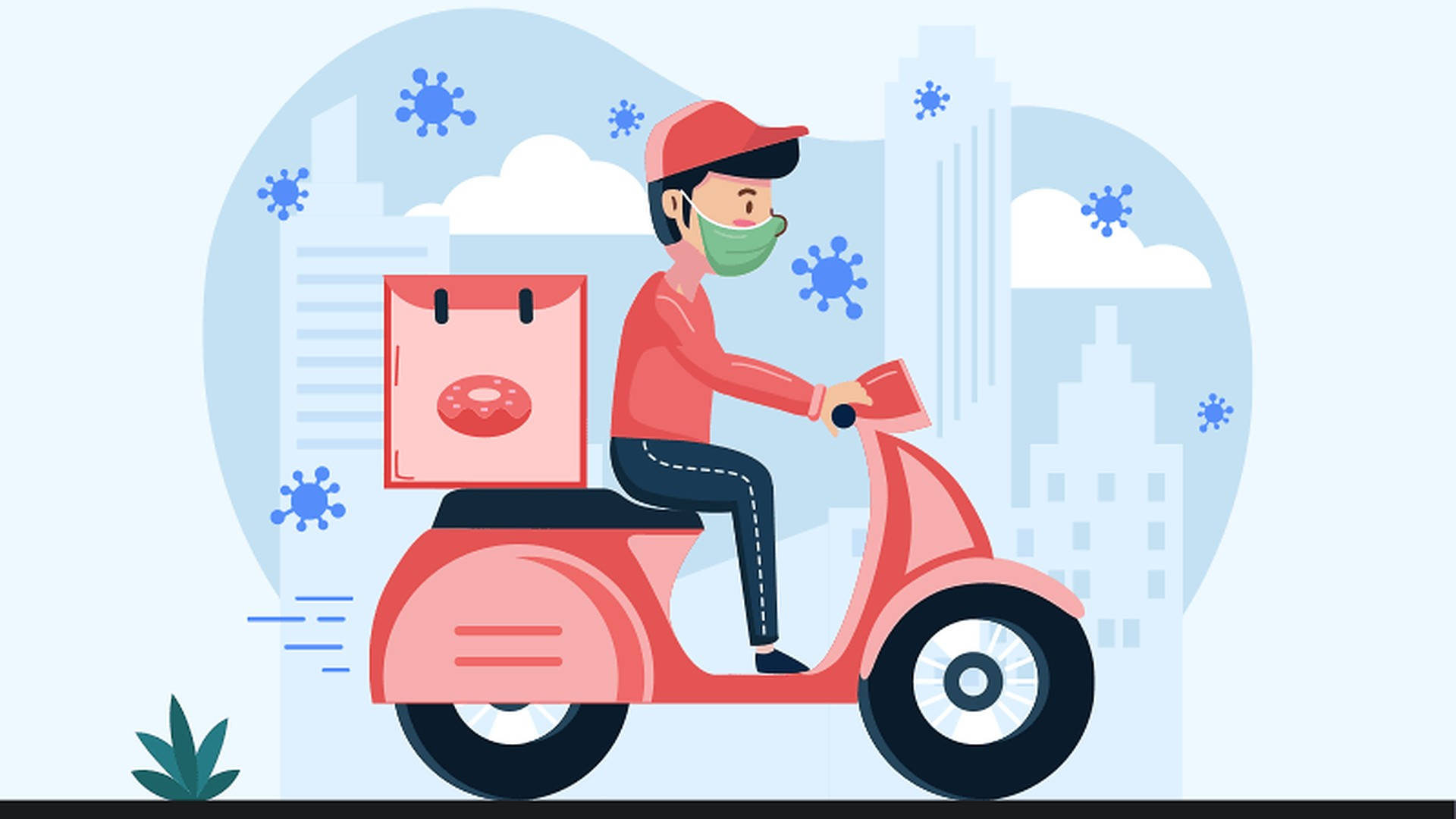 red uniform, mask, pink scooter, Full HD Desktop Wallpaper