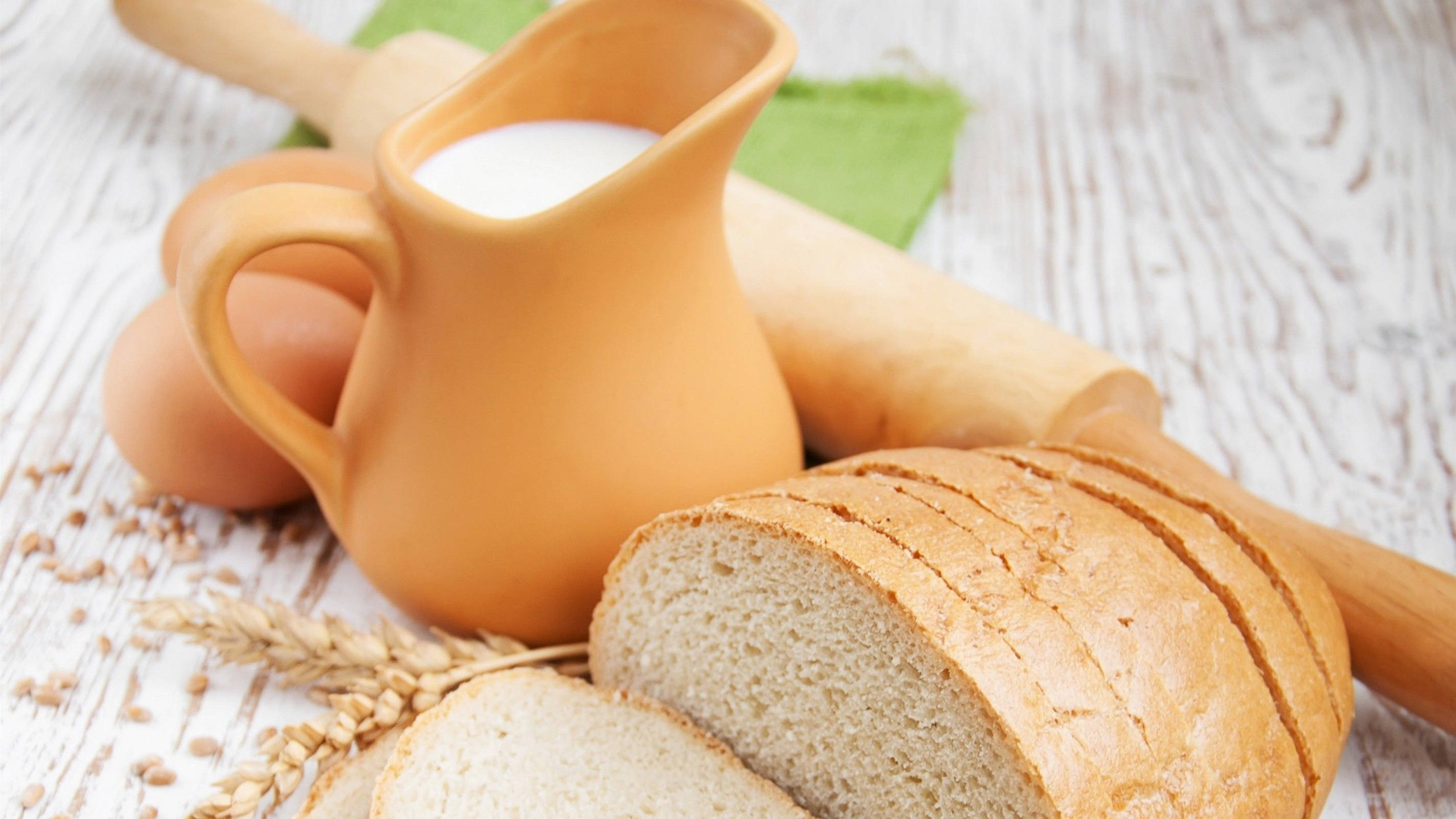 bread, milk, eggs, 2K Desktop Wallpaper