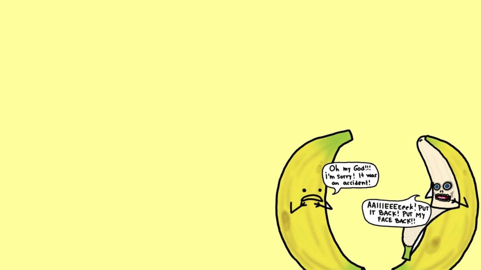 Funny Banana Food Art, cartoon bananas with faces, peeled banana peel, HD Desktop Wallpaper