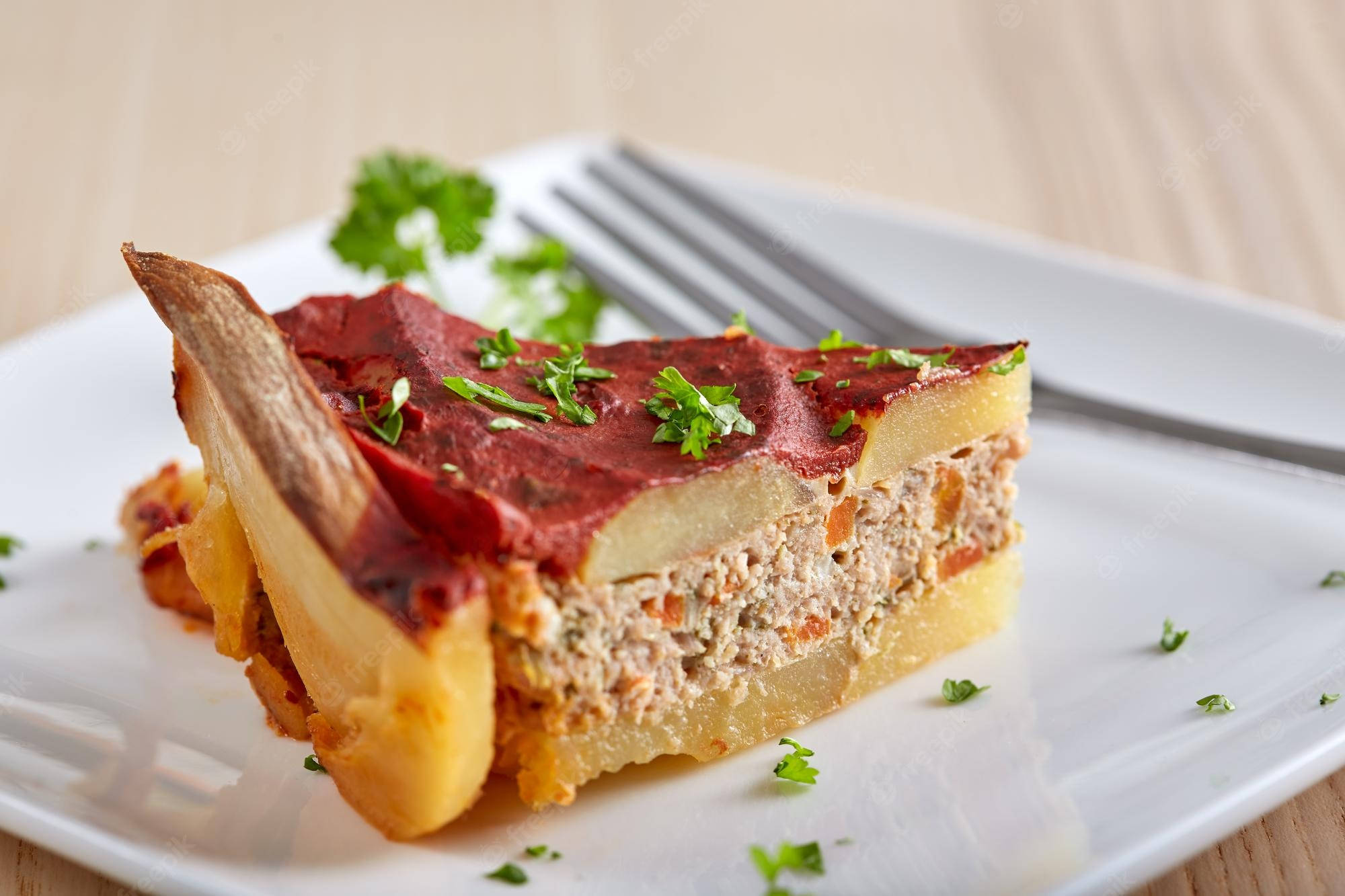 moussaka, layered meatloaf casserole, crispy potato crust, Full HD Desktop Wallpaper