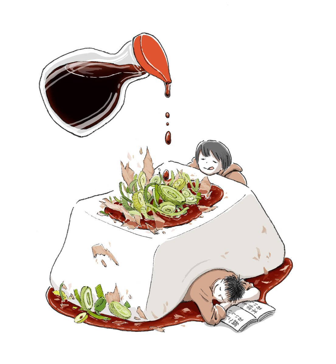 tofu block, soy sauce, vibrant salad, SD Phone Wallpaper