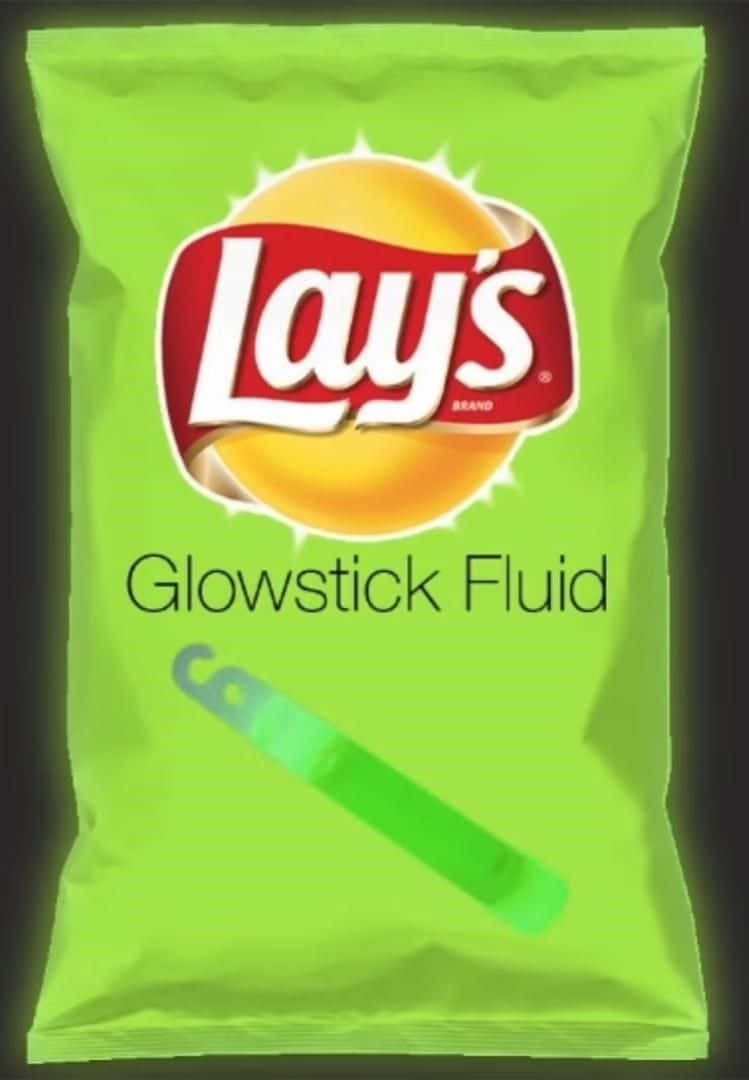 Lay's potato chip bag, glowstick fluid, glowing green stick, SD Phone Wallpaper