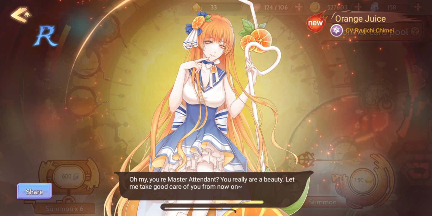 Food Fantasy, orange juice, anime girl, HD Desktop Wallpaper
