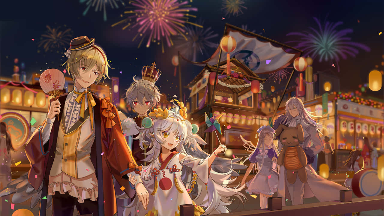 Food Fantasy, anime characters, colorful fireworks, HD Desktop Wallpaper