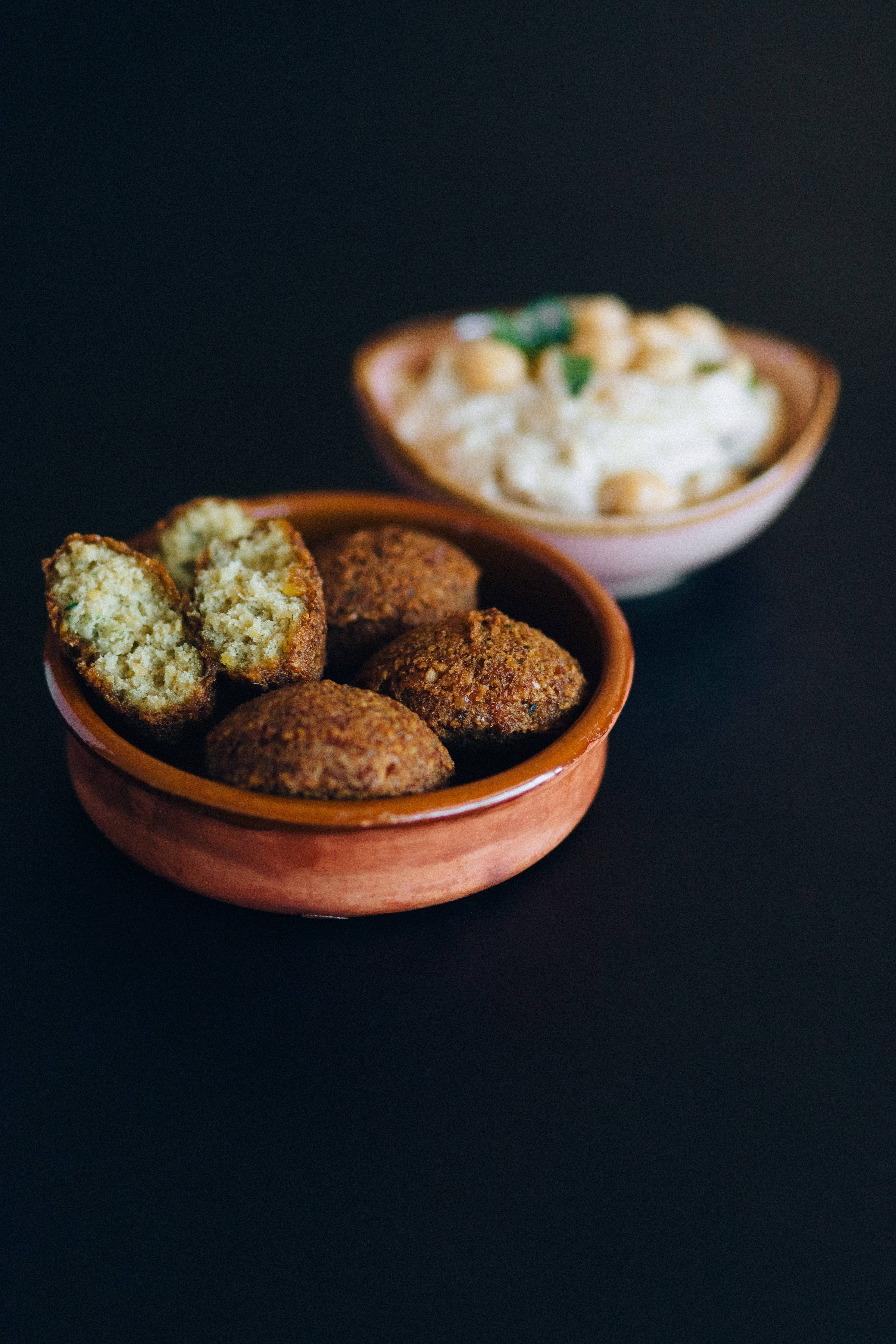 fried falafels, creamy hummus, rustic bowls, 5K Phone Wallpaper