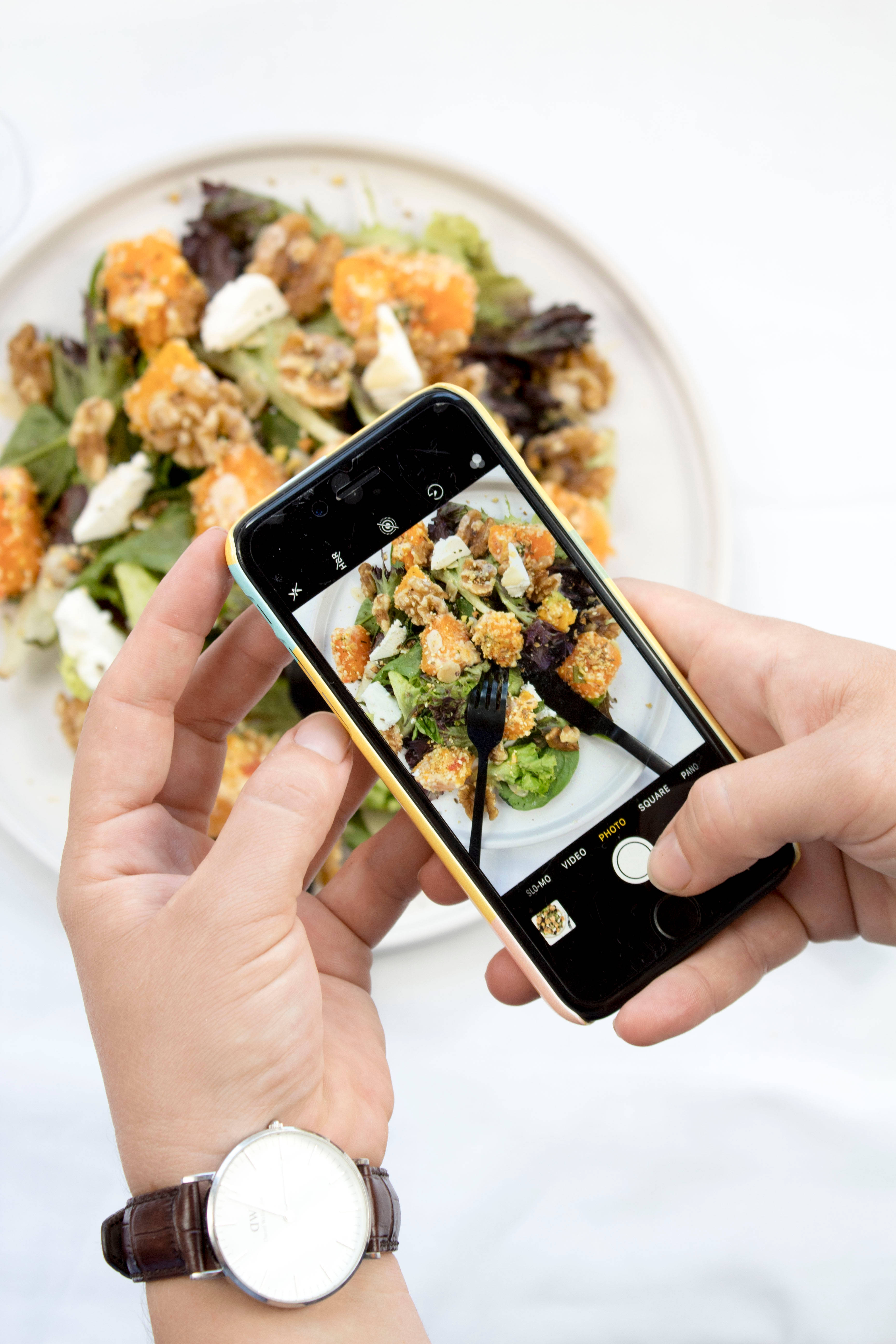 Caesar Salad, smartphone, croutons, 5K Phone Wallpaper