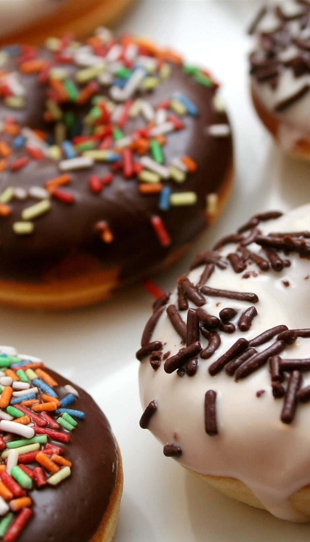 iPhone Food, chocolate donuts, vanilla donuts, HD Phone Wallpaper
