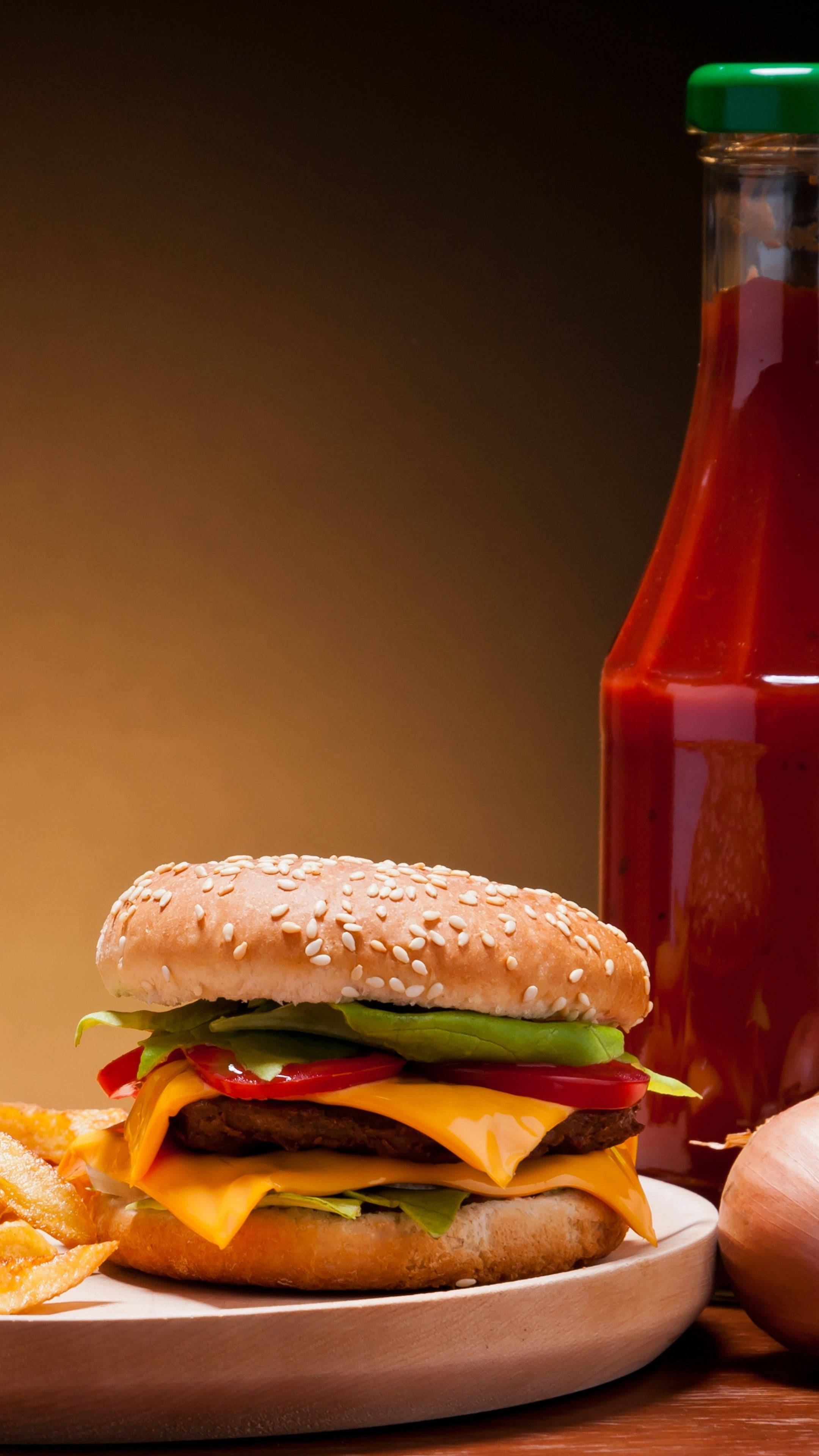 hamburger, hot sauce, cheeseburger, 4K Phone Wallpaper