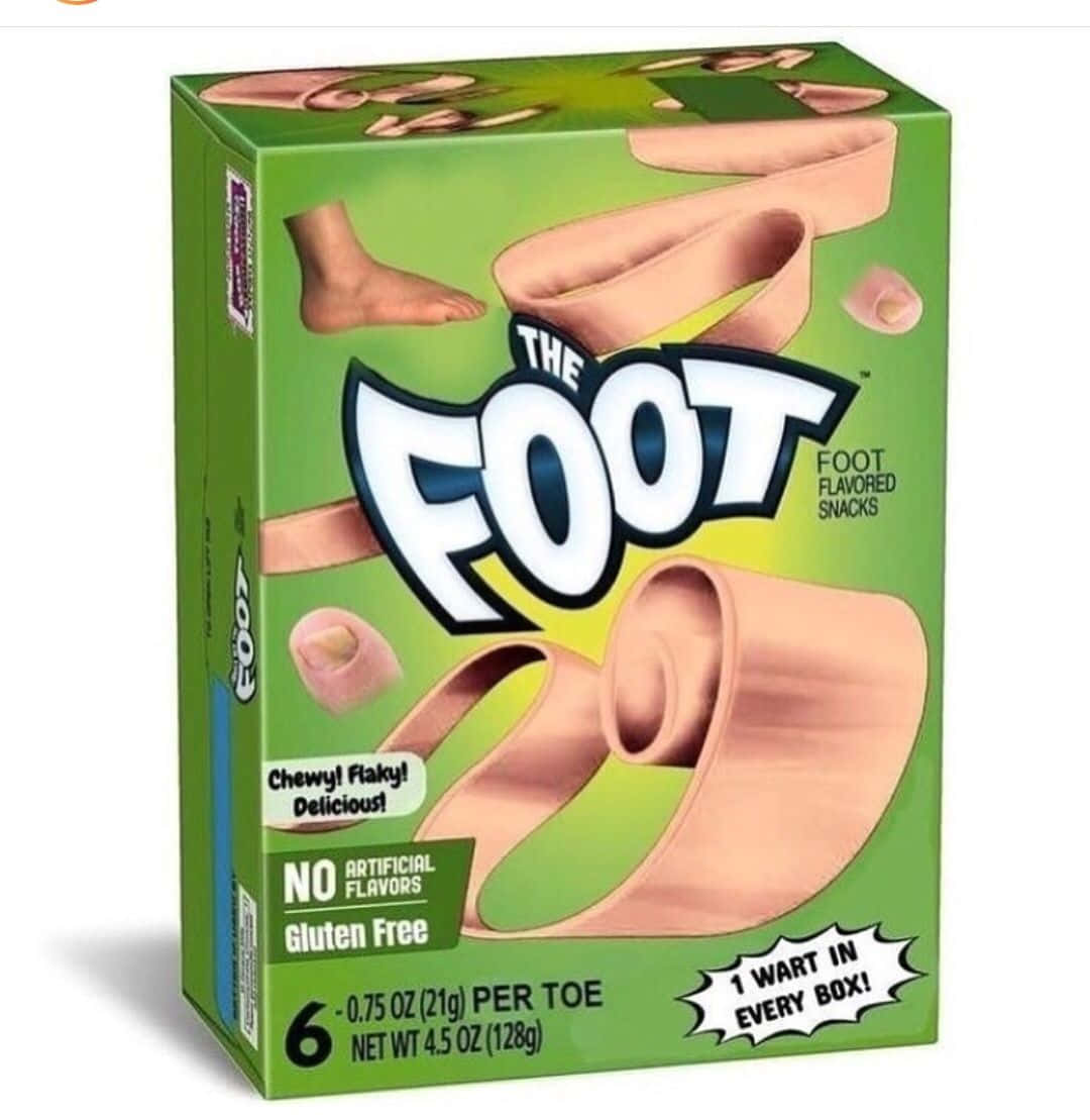 green box, foot-flavored snacks, shaped like toes and feet, SD Phone Wallpaper