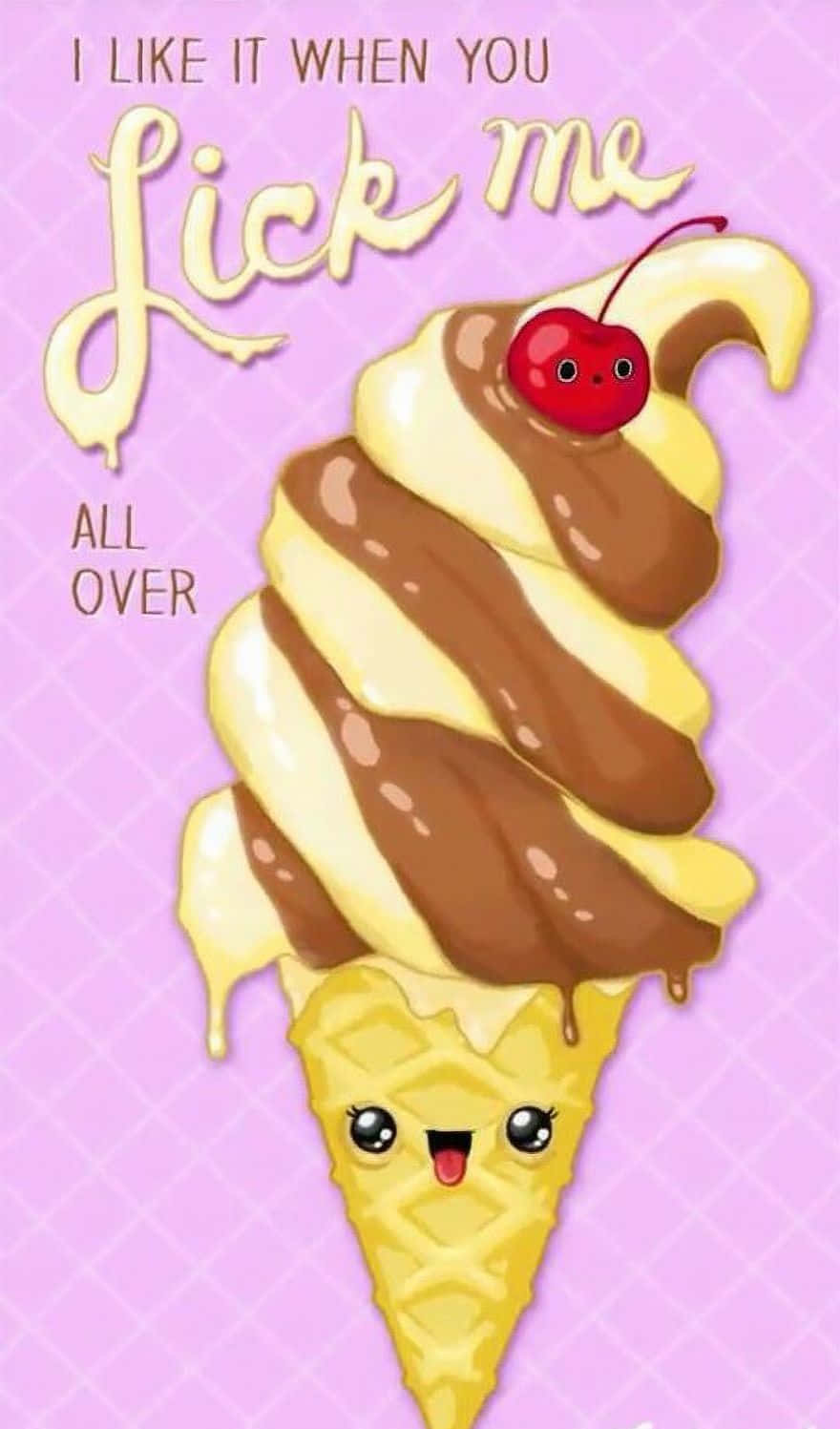 kawaii ice cream cone, chocolate swirls, cherry top, HD Phone Wallpaper
