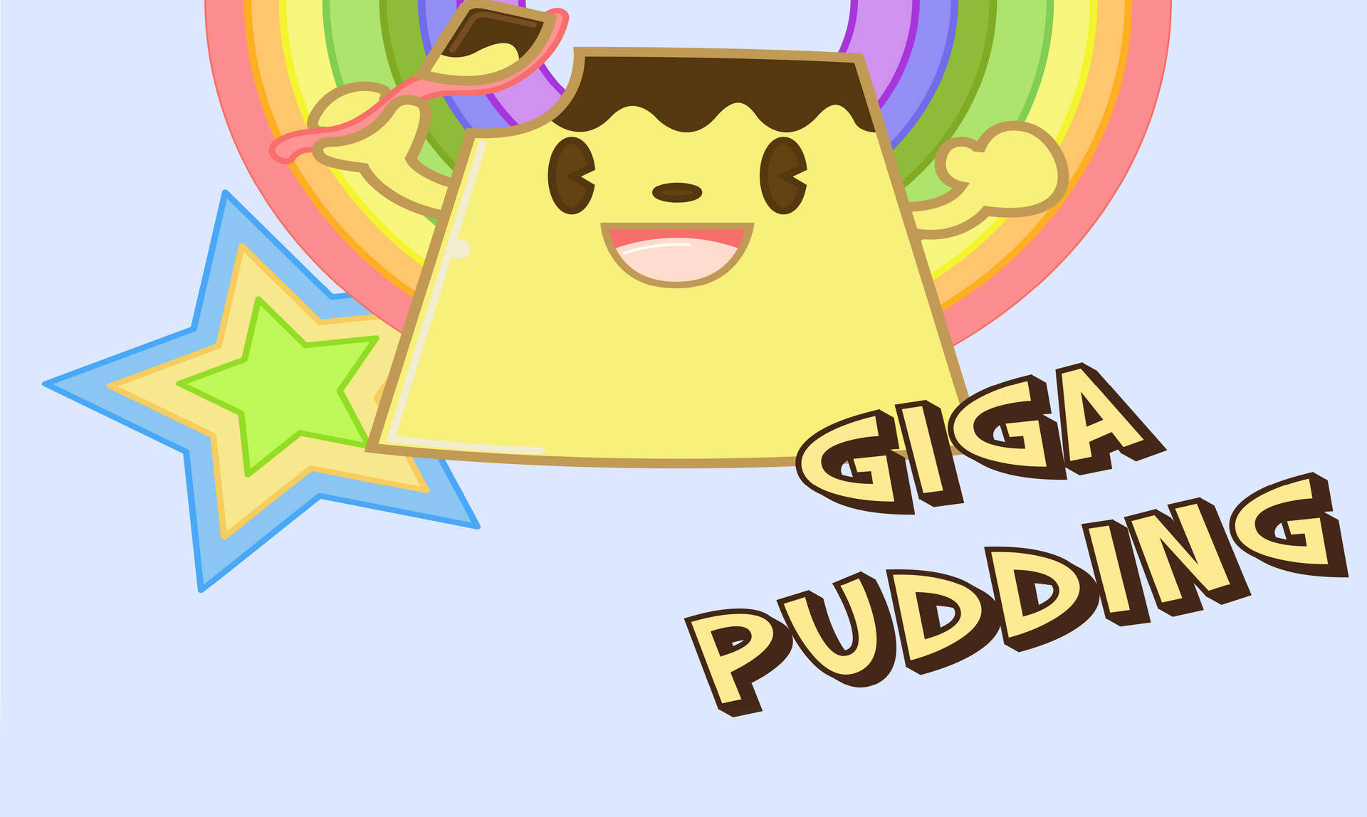 giga pudding, rainbow, star backdrop, Full HD Desktop Wallpaper
