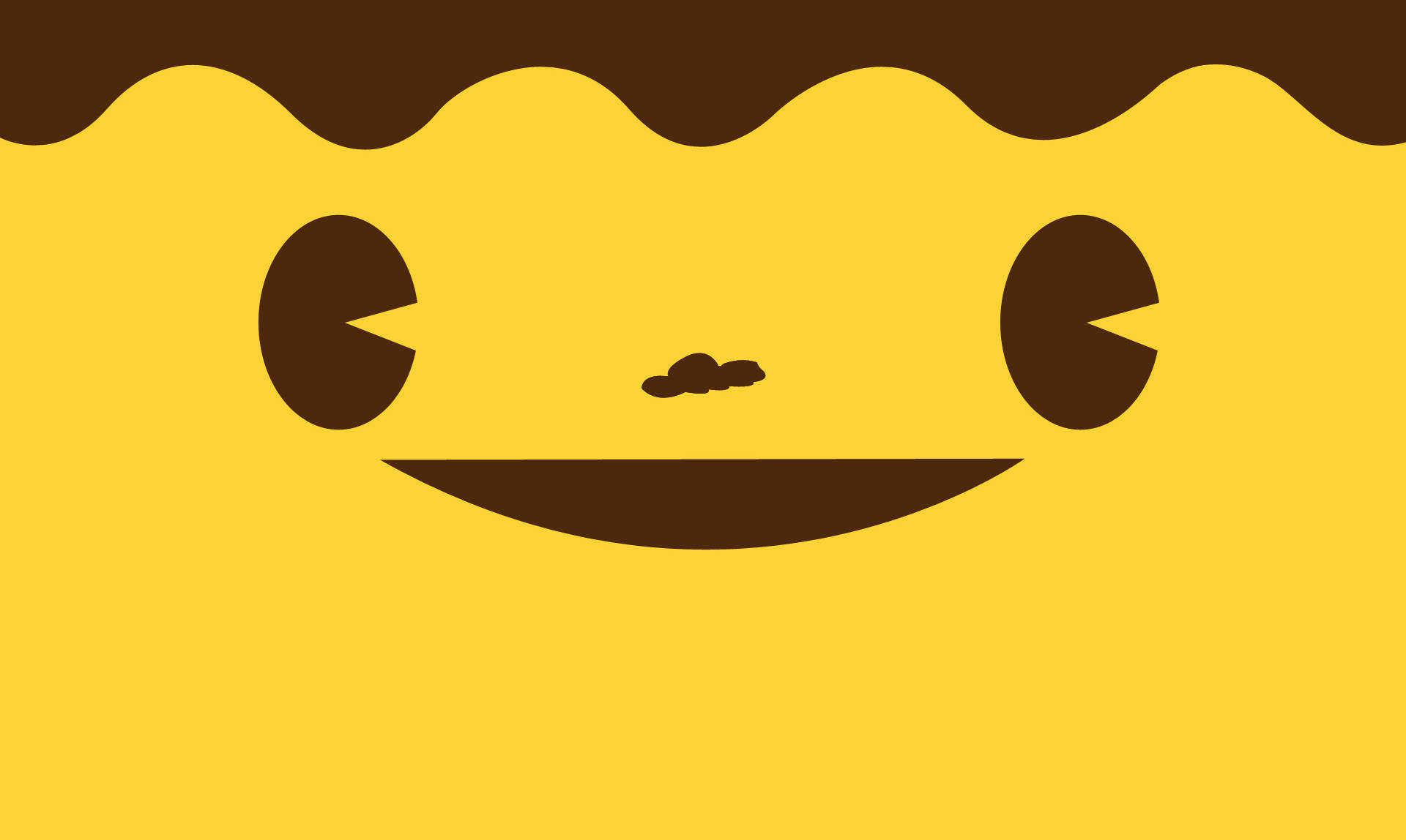 Big Pudding Meme, cheerful yellow face, chocolate drizzle, Full HD Desktop Wallpaper