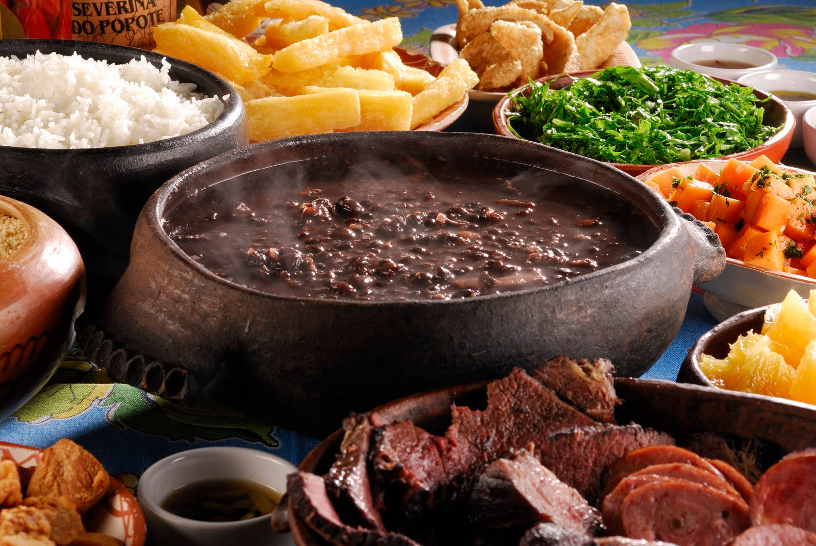 Feijoada From Flames Brazilian Steakhouse, black beans, rice fried plantains, HD Desktop Wallpaper