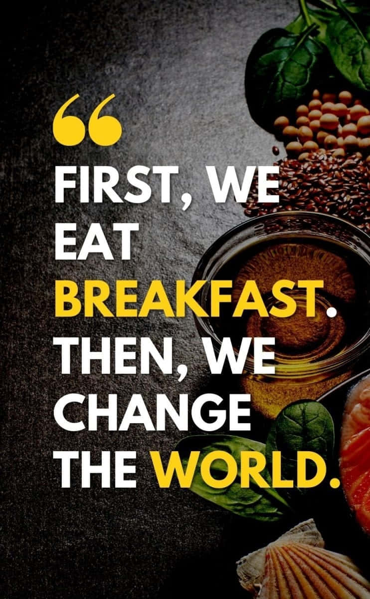 Breakfast Motivation Quote, dark textured background, fresh spinach seeds, SD Phone Wallpaper