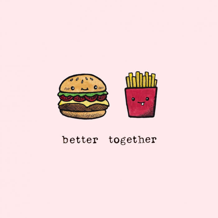 burger, fries, smiling faces, SD Desktop Wallpaper