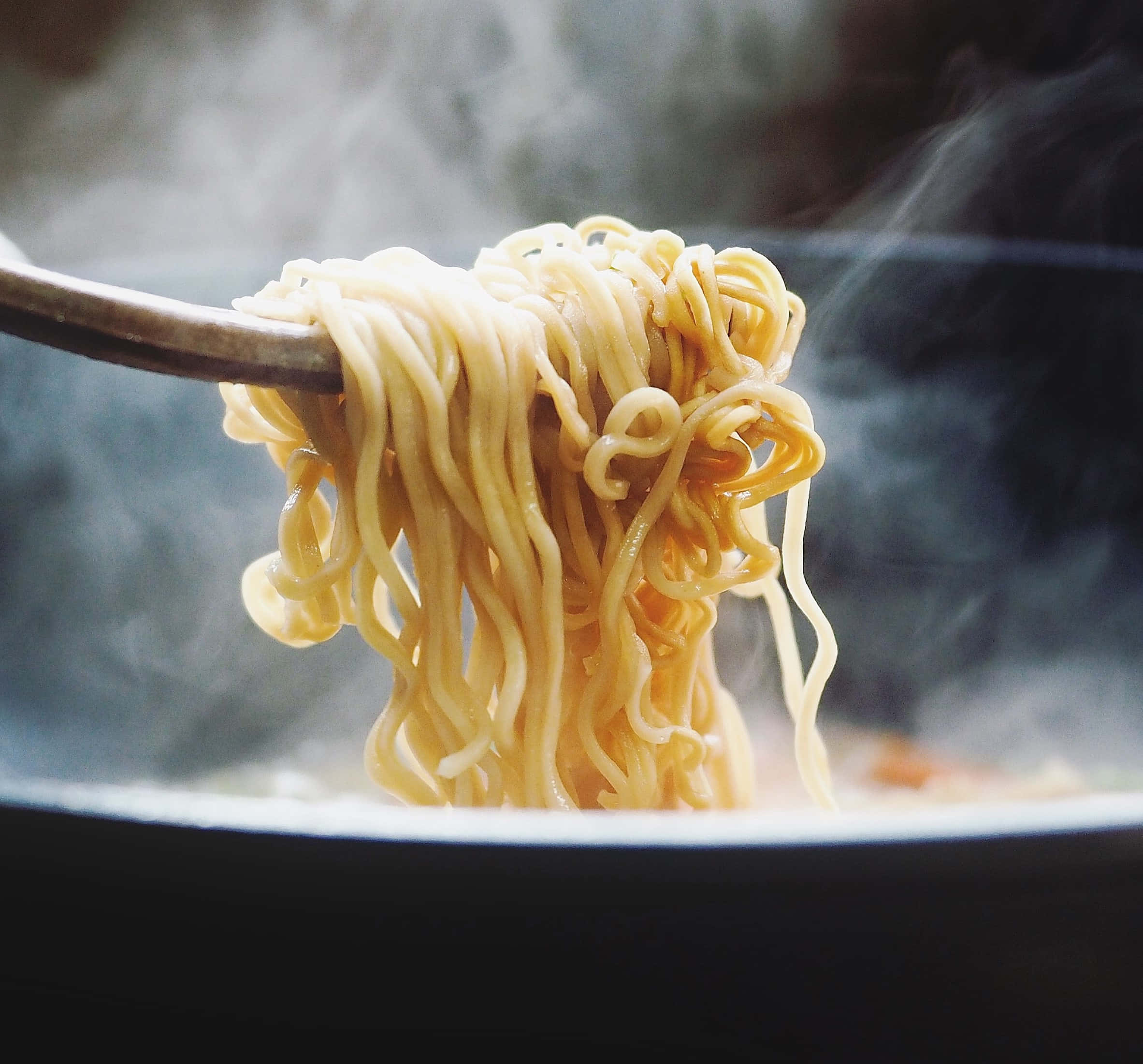 steaming hot noodles, chopsticks, dark bowl, Full HD Desktop Wallpaper