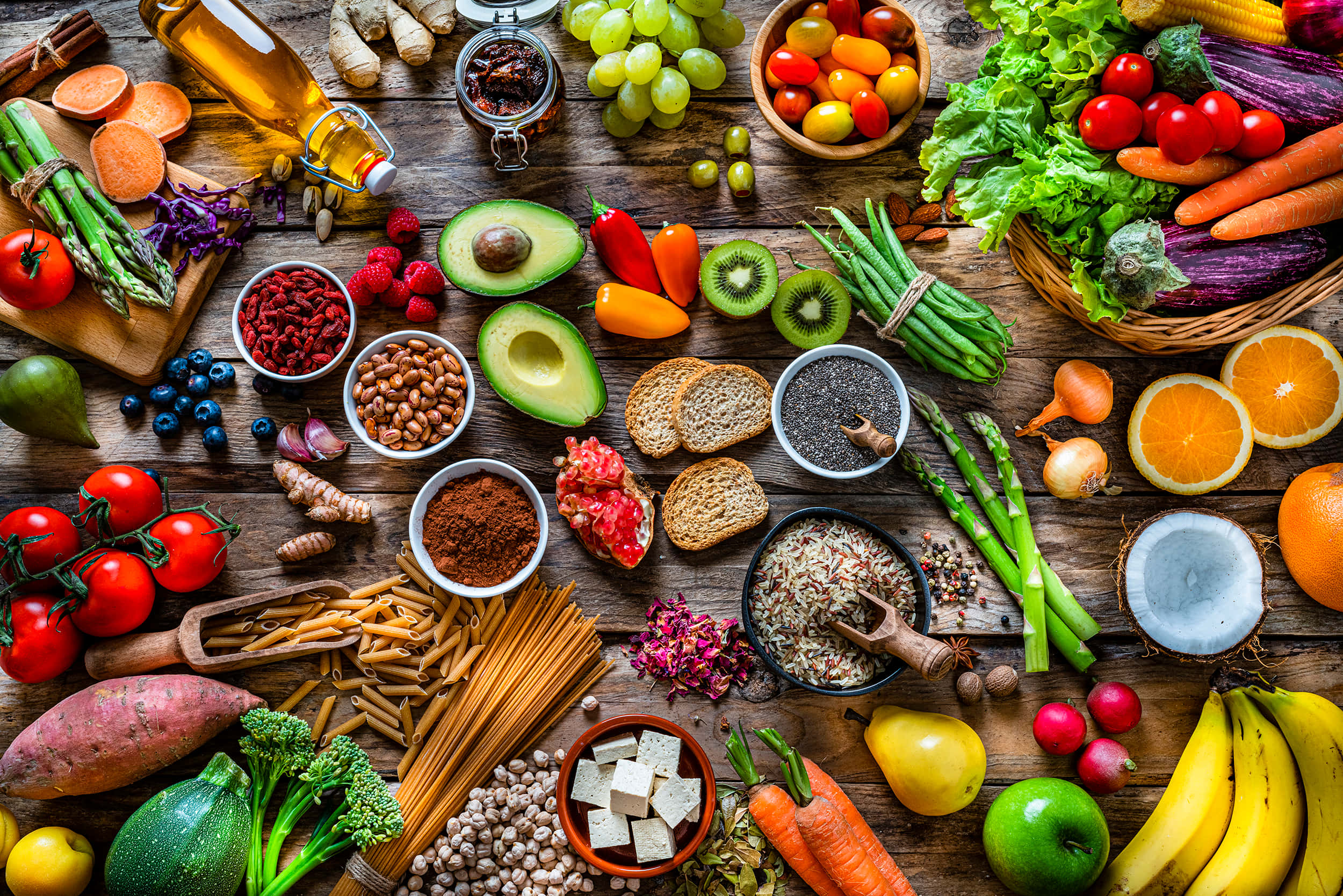 food table, fruits, vegetables, Full HD Desktop Wallpaper