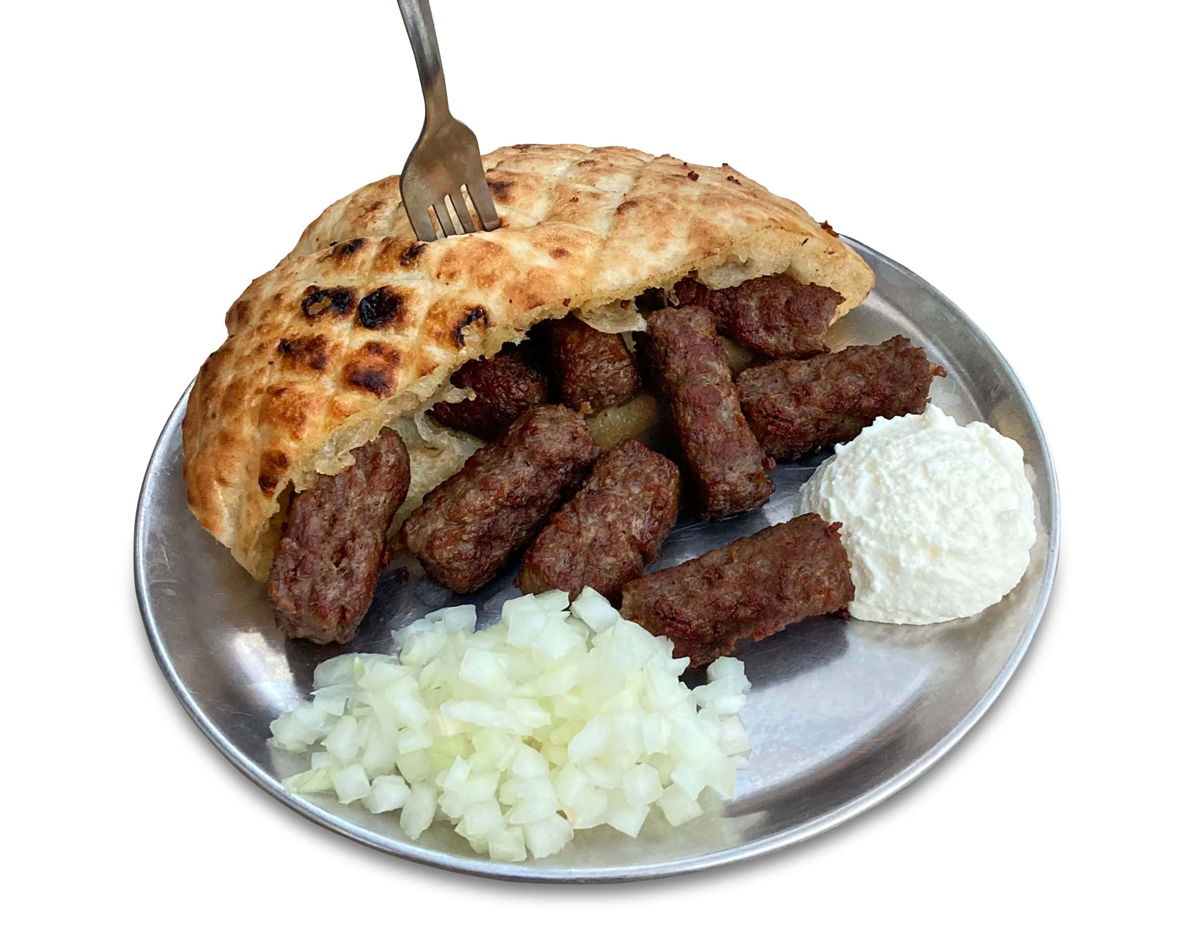 Cevapi Sausages, white yogurt, golden-brown baked flatbread, Full HD Desktop Wallpaper