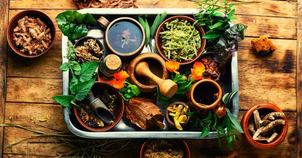 Food Table, rustic metal tray, dried herbs, SD Desktop Wallpaper