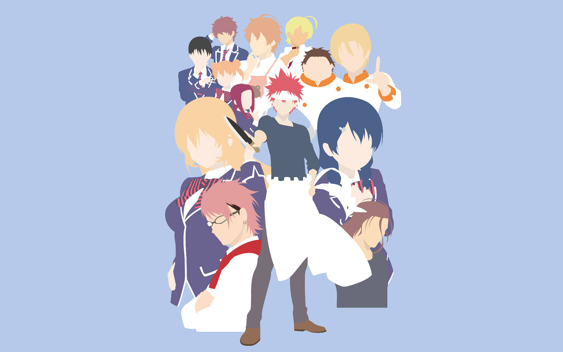 Food Wars Shokugeki no Soma, anime characters, school uniforms, Full HD Desktop Wallpaper