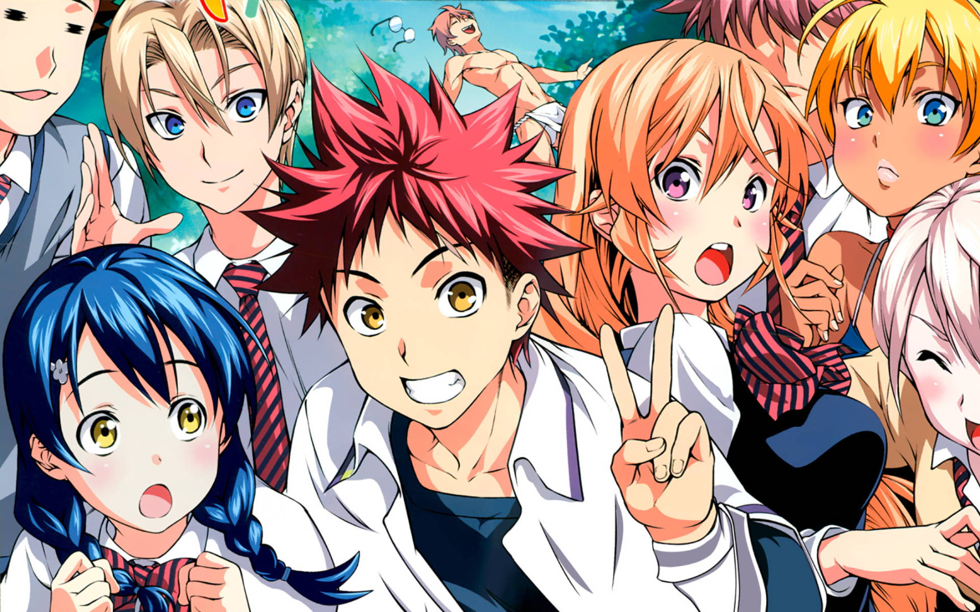 Food Wars Shokugeki no Soma, group photo, anime, Full HD Desktop Wallpaper