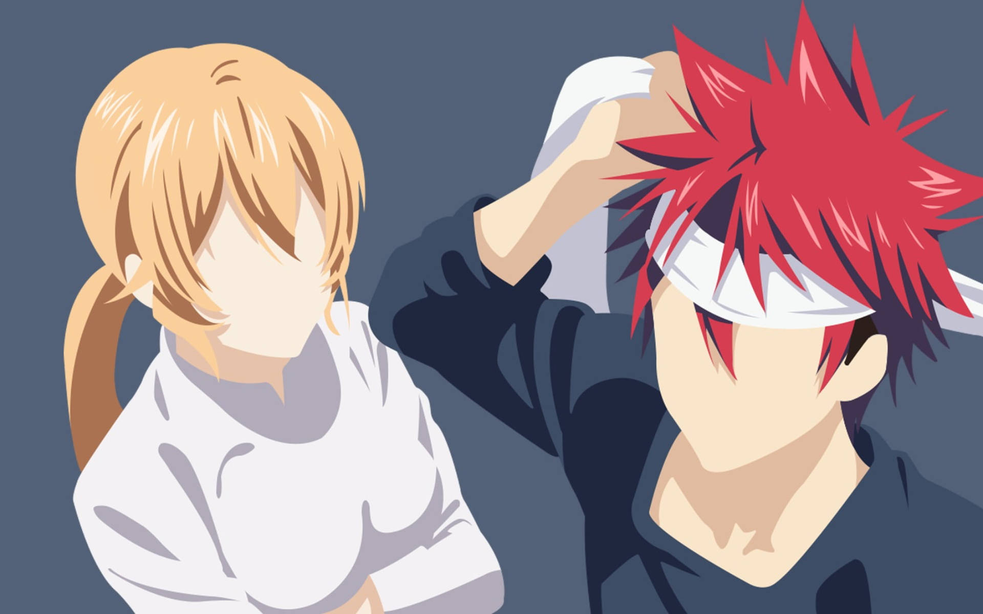 Food Wars Shokugeki no Soma, red spiky hair, white headband, Full HD Desktop Wallpaper