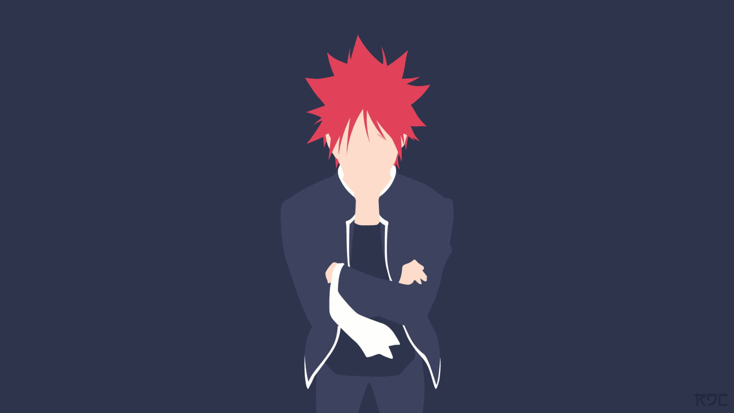 Food Wars Shokugeki no Soma, spiky red hair, arms crossed, 2K Desktop Wallpaper