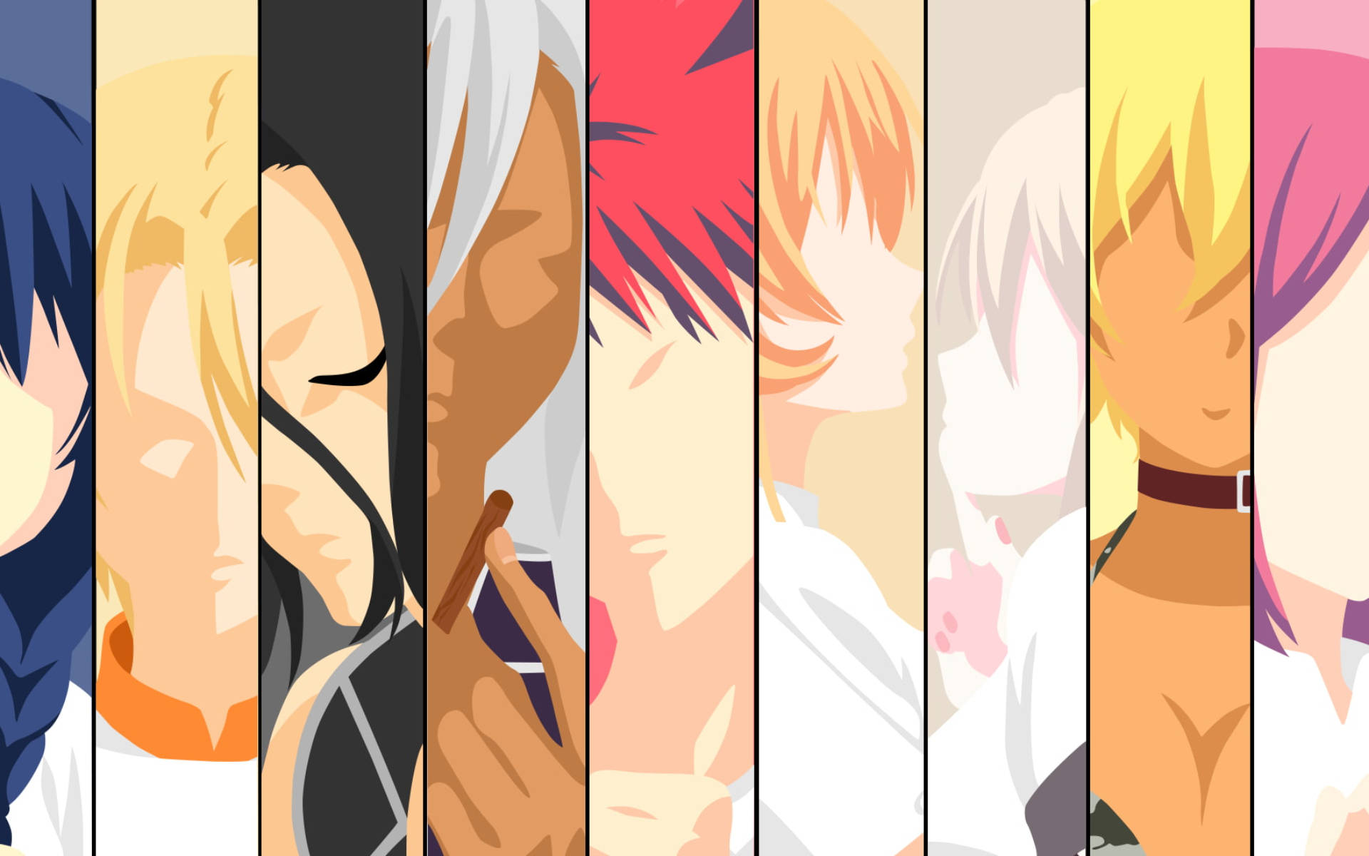 Food Wars Shokugeki no Soma, anime characters, vibrant hair colors, Full HD Desktop Wallpaper