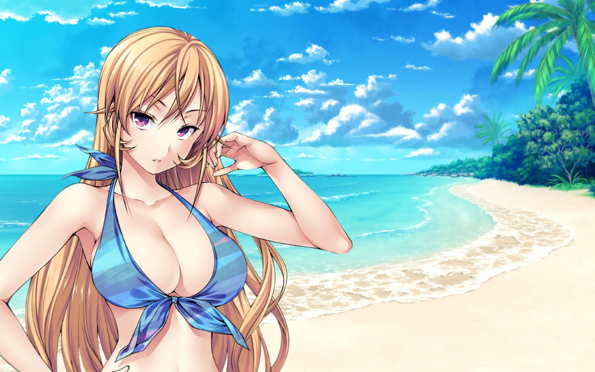 Food Wars Shokugeki no Soma, beach, tropical beach, Full HD Desktop Wallpaper
