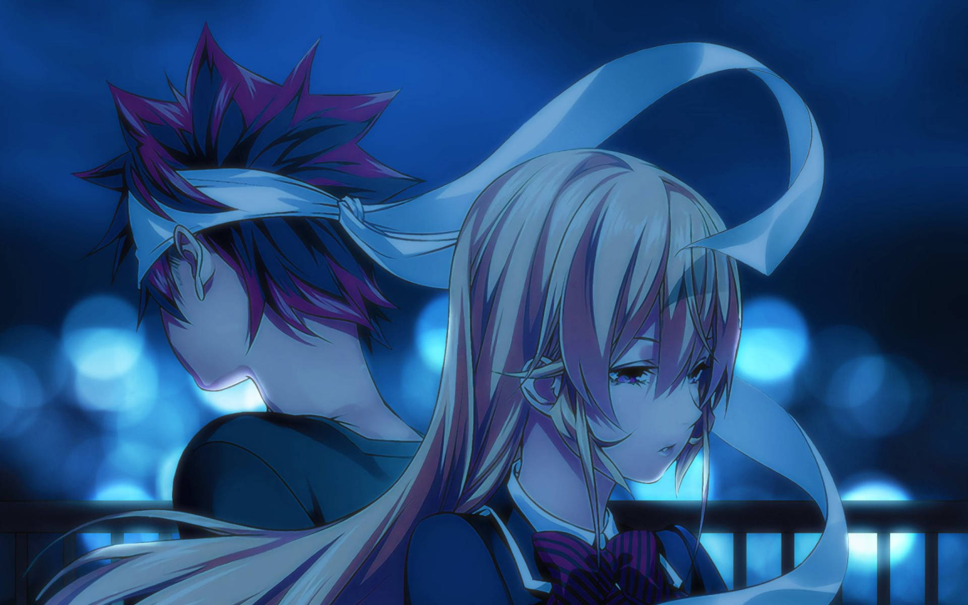 Food Wars Shokugeki no Soma, sad couple, vibrant hair, Full HD Desktop Wallpaper
