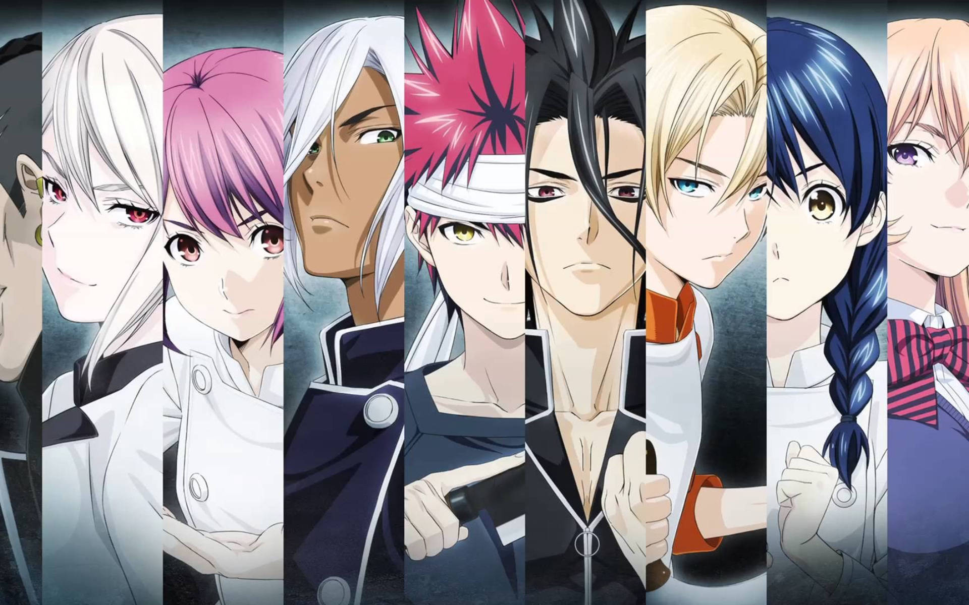 Food Wars Shokugeki no Soma, anime chefs, white uniforms, Full HD Desktop Wallpaper