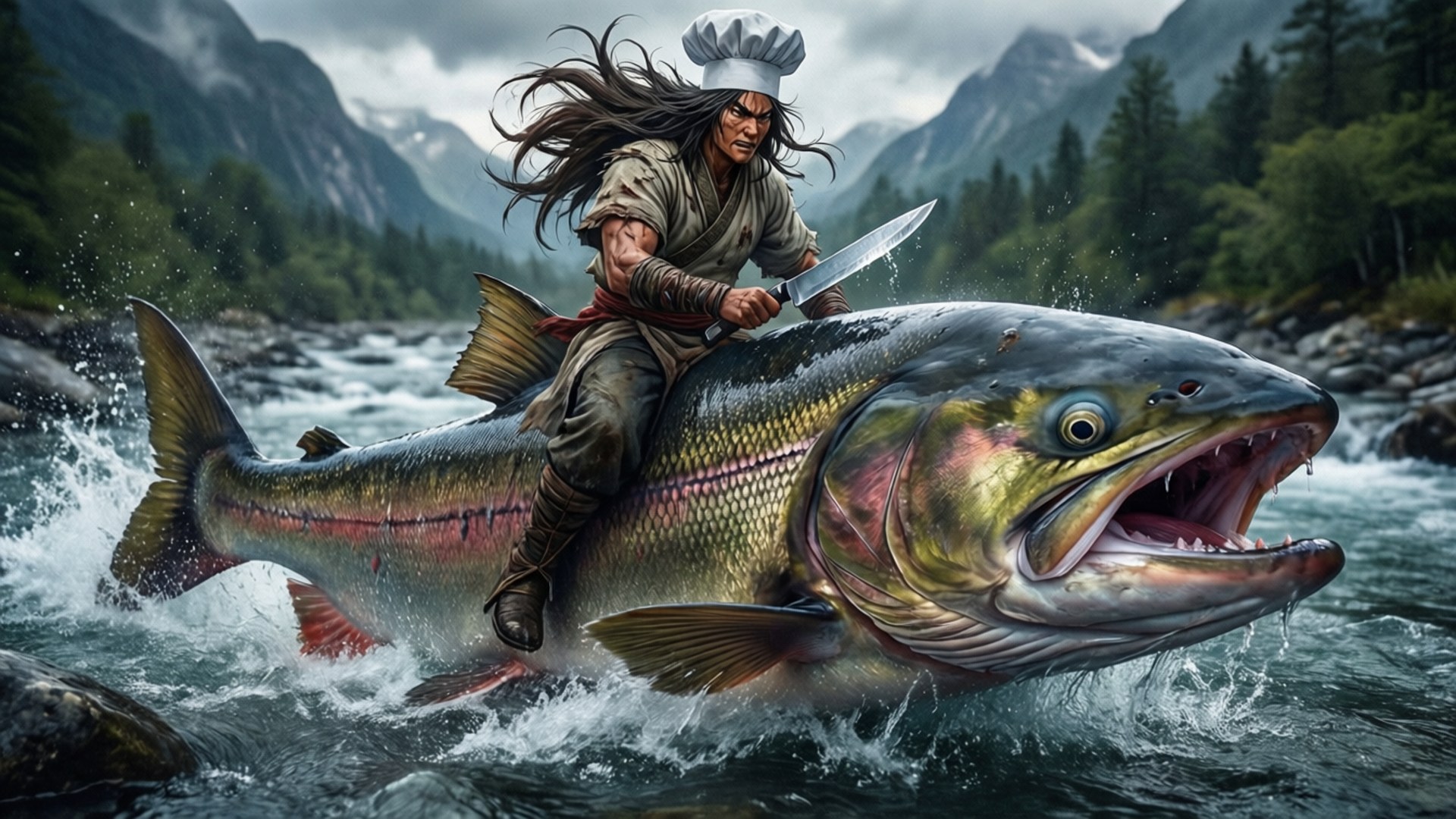 Soma, salmon, mountain river, Full HD Desktop Wallpaper