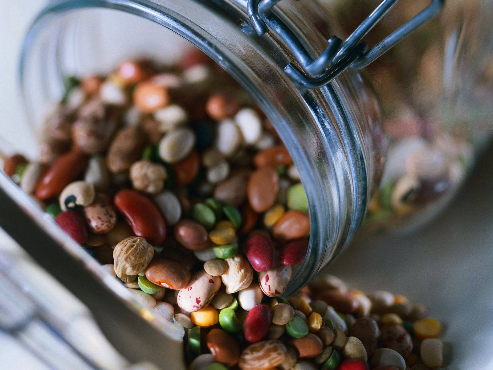Beans Nuts Food Jar, glass jar, colorful mix of beans and lentils, HD Desktop Wallpaper