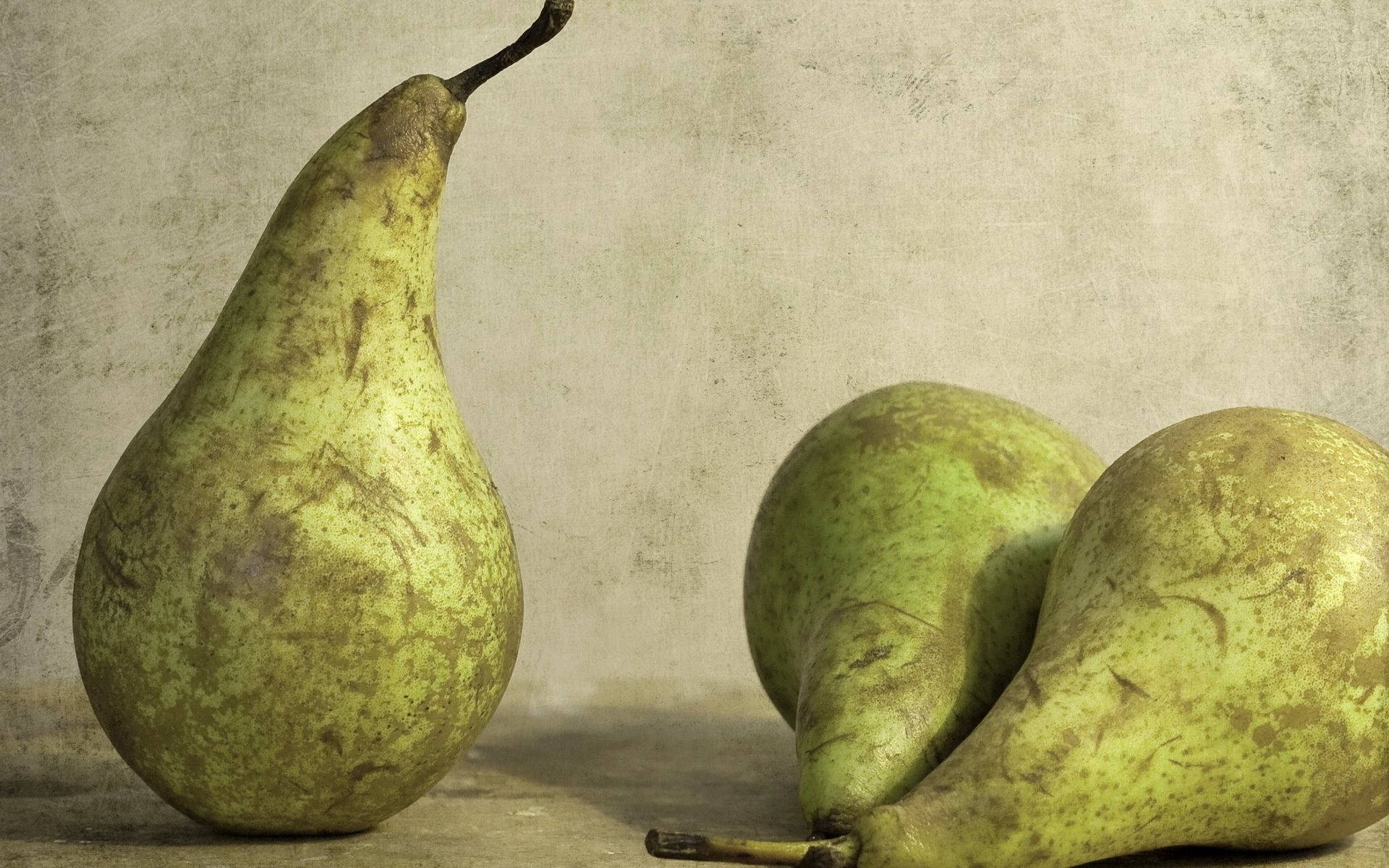 fresh food, green pears, speckled skin, Full HD Desktop Wallpaper