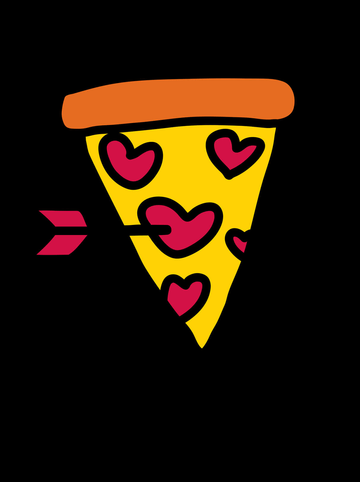 pizza slice, red hearts, pink arrow, HD Phone Wallpaper