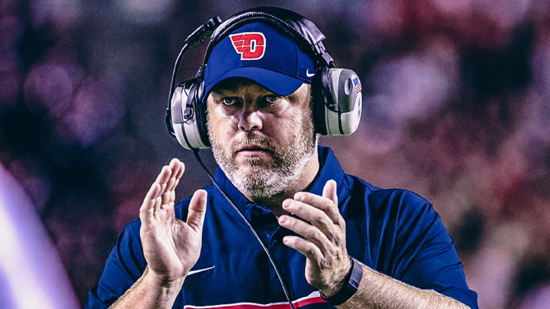 football coach, blue uniform, headset, Full HD Desktop Wallpaper