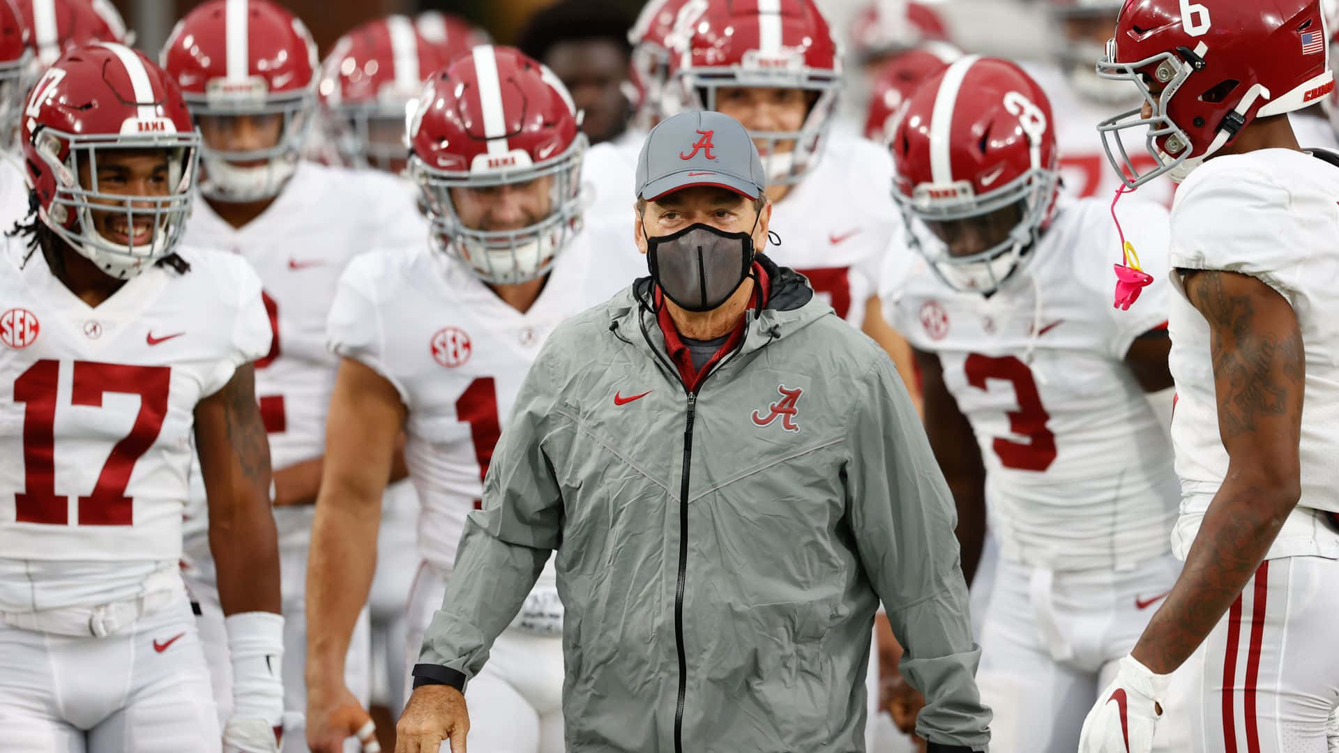 football coach, gray jacket, face mask, Full HD Desktop Wallpaper