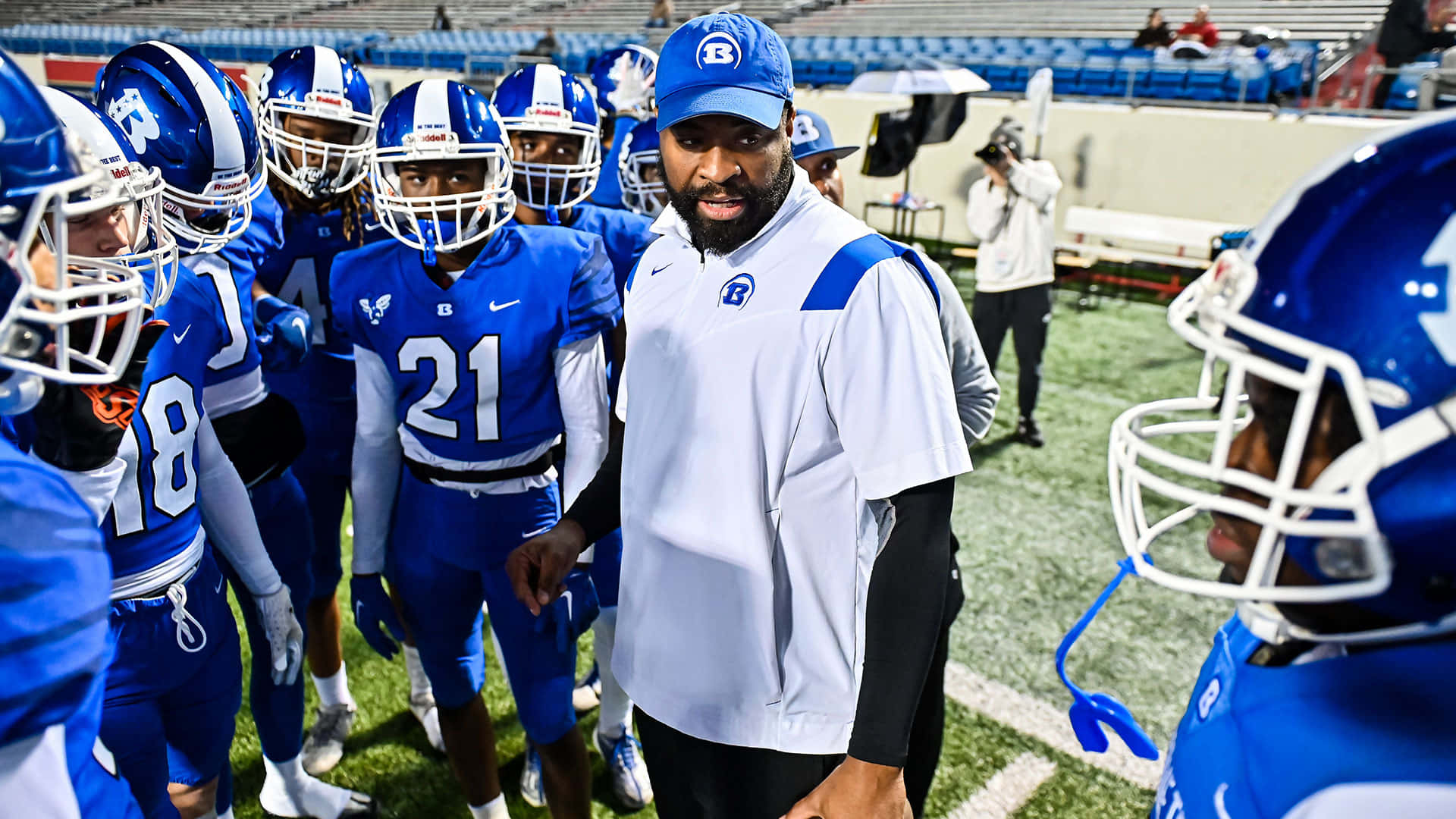 football coach, blue cap, white shirt, Full HD Desktop Wallpaper