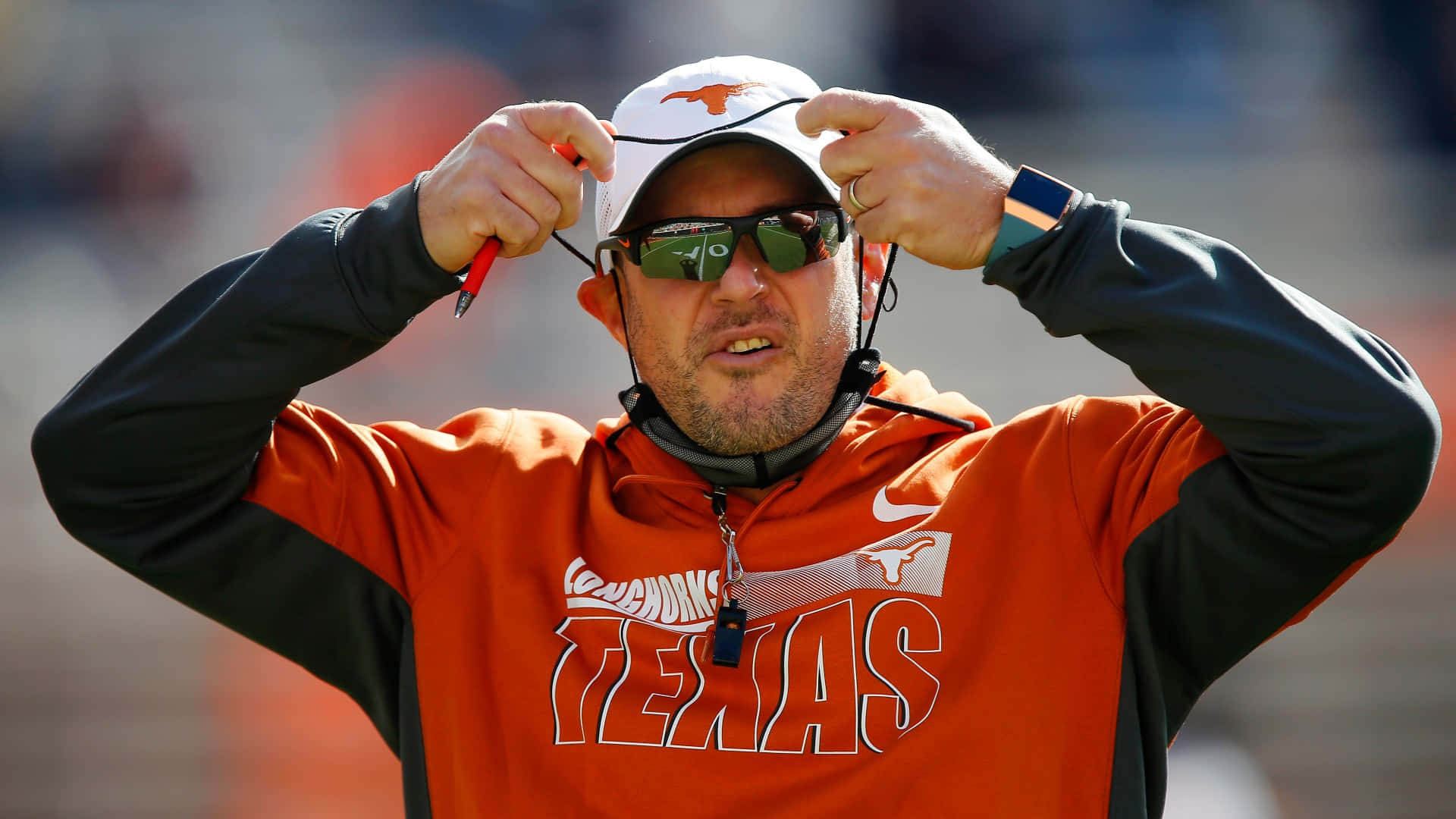 football coach, orange Texas gear, cap, Full HD Desktop Wallpaper