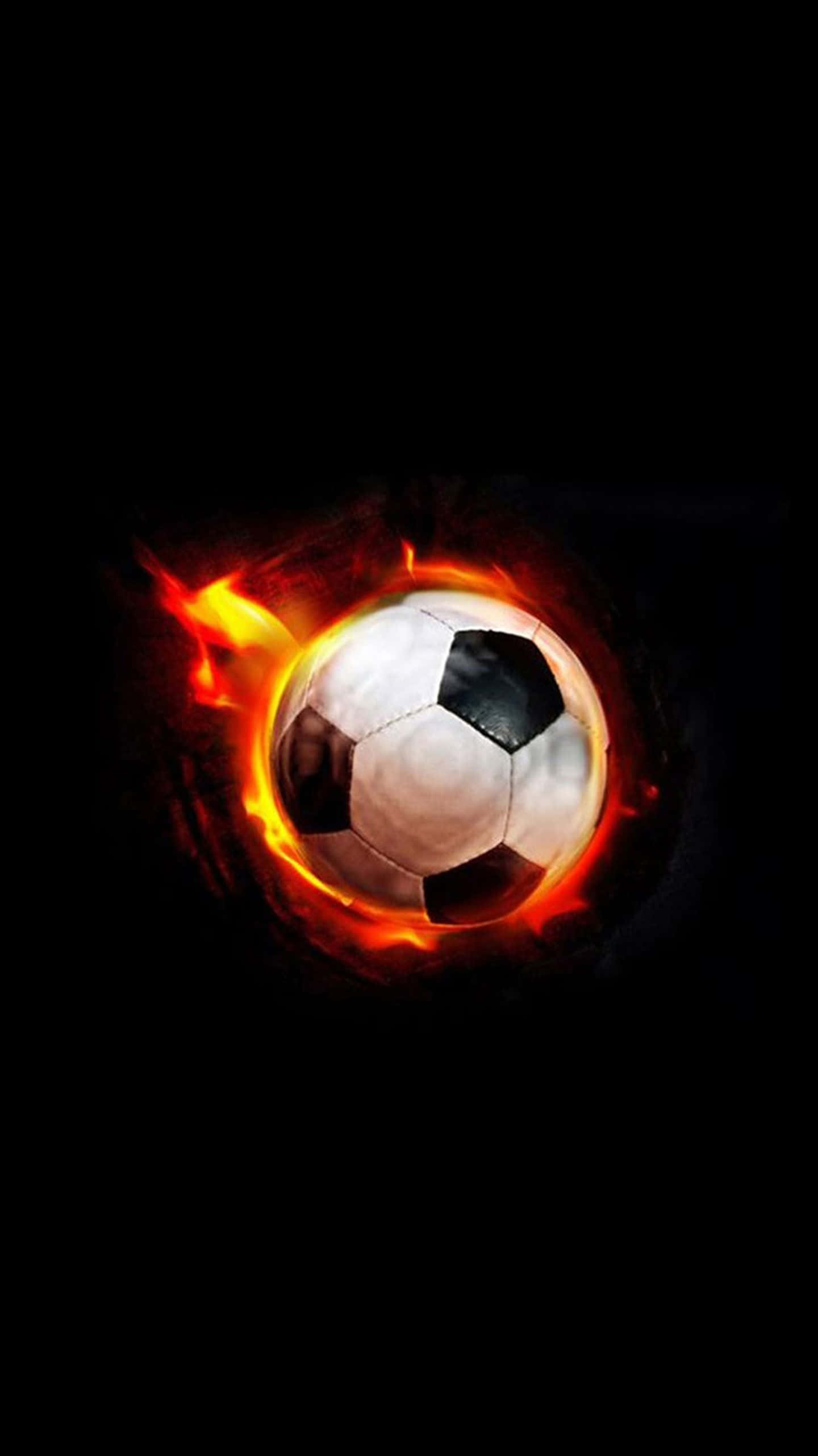 Football Galaxy, flaming ball, vibrant orange flames, 2K Phone Wallpaper