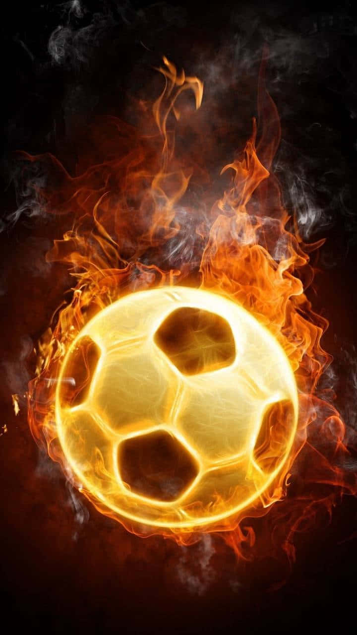 Football On Fire, glowing soccer ball, fierce orange flames, HD Phone Wallpaper