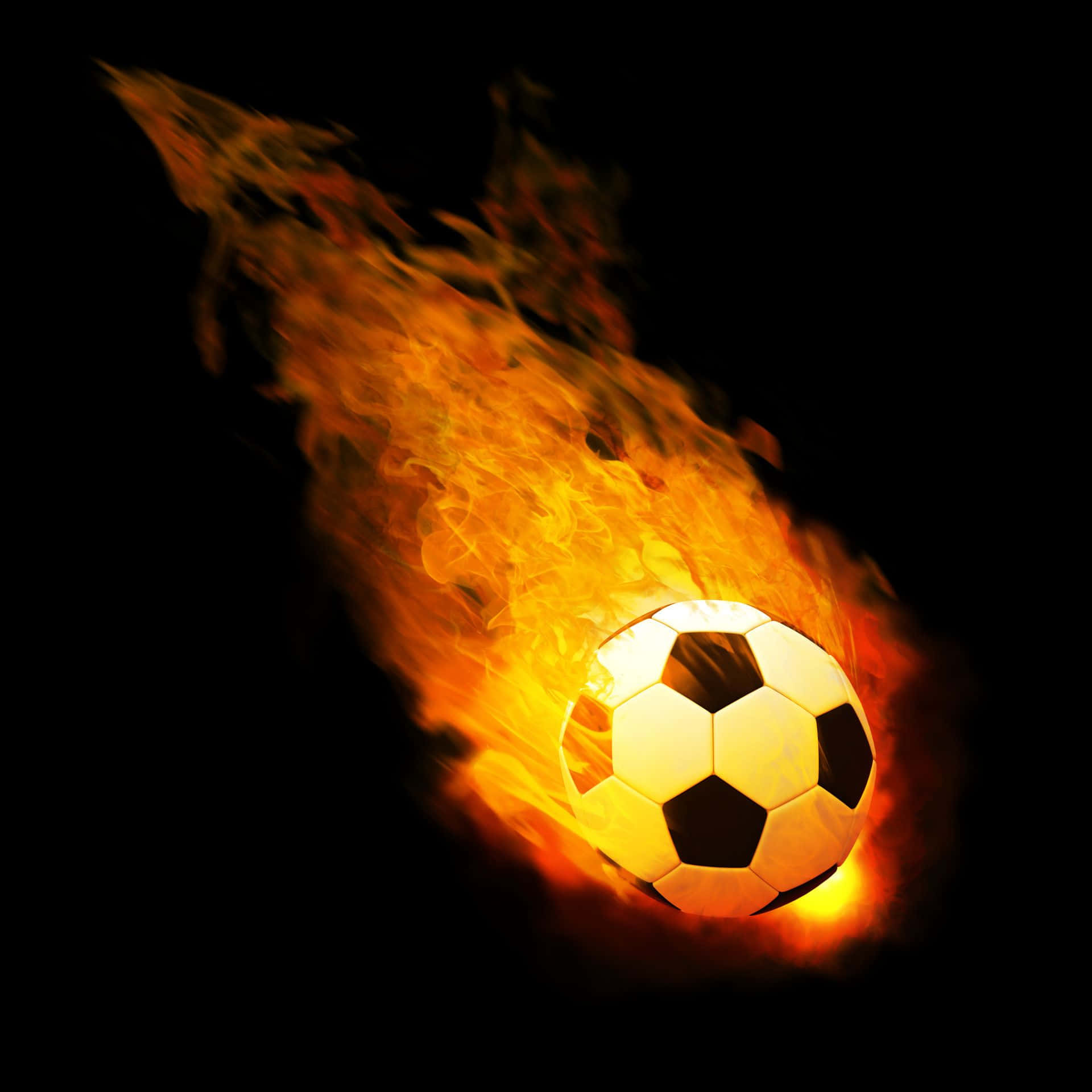 Football On Fire, flaming soccer ball, intense orange fire, Full HD Desktop Wallpaper