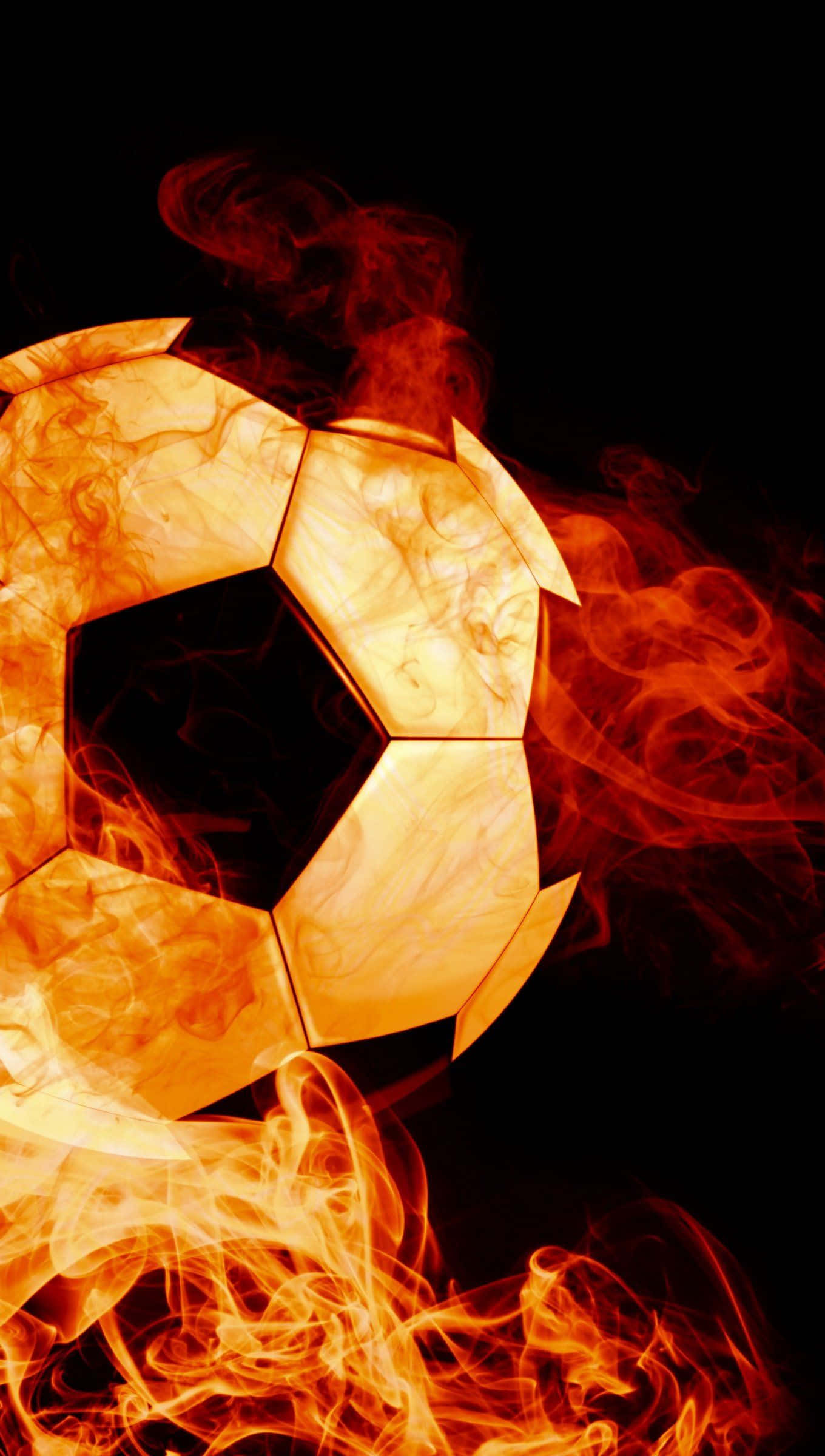 Football On Fire, orange flames, red flames, Full HD Phone Wallpaper