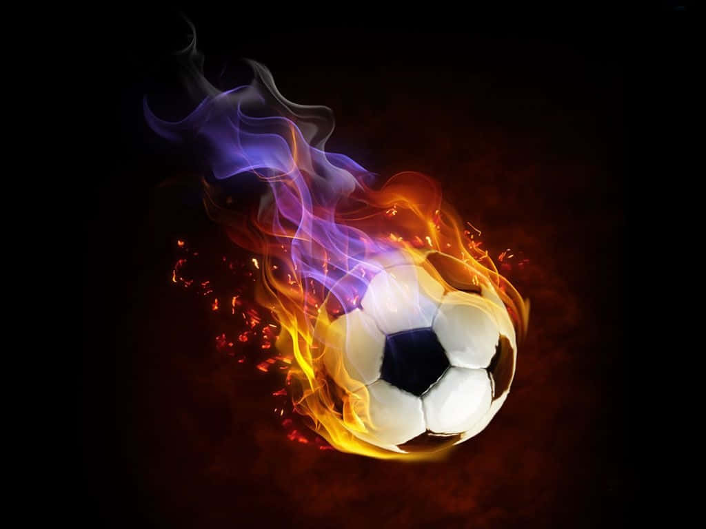 Football On Fire, soccer ball, vibrant orange flames, SD Desktop Wallpaper