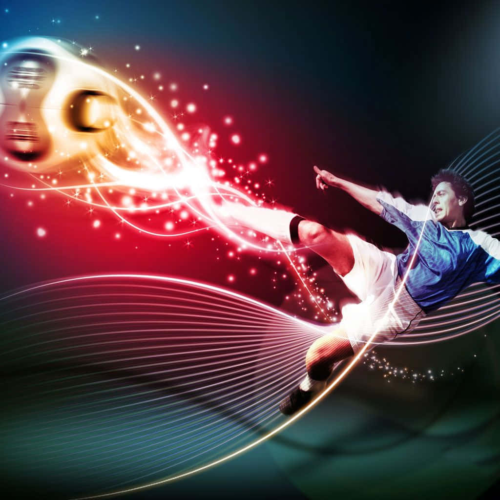 Football On Fire, glowing ball, radiant red and gold energy trails, SD Desktop Wallpaper